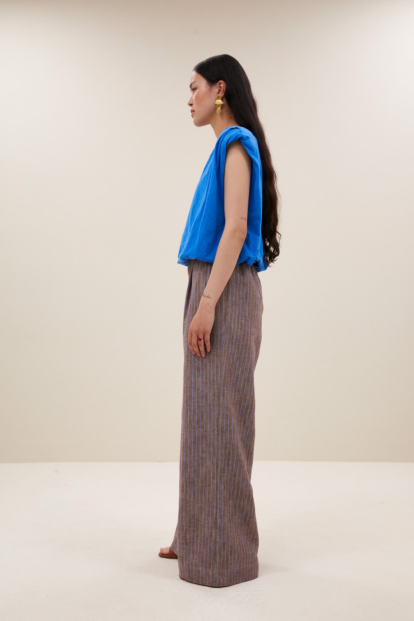 benji melange stripe pants | iced coffee stripe