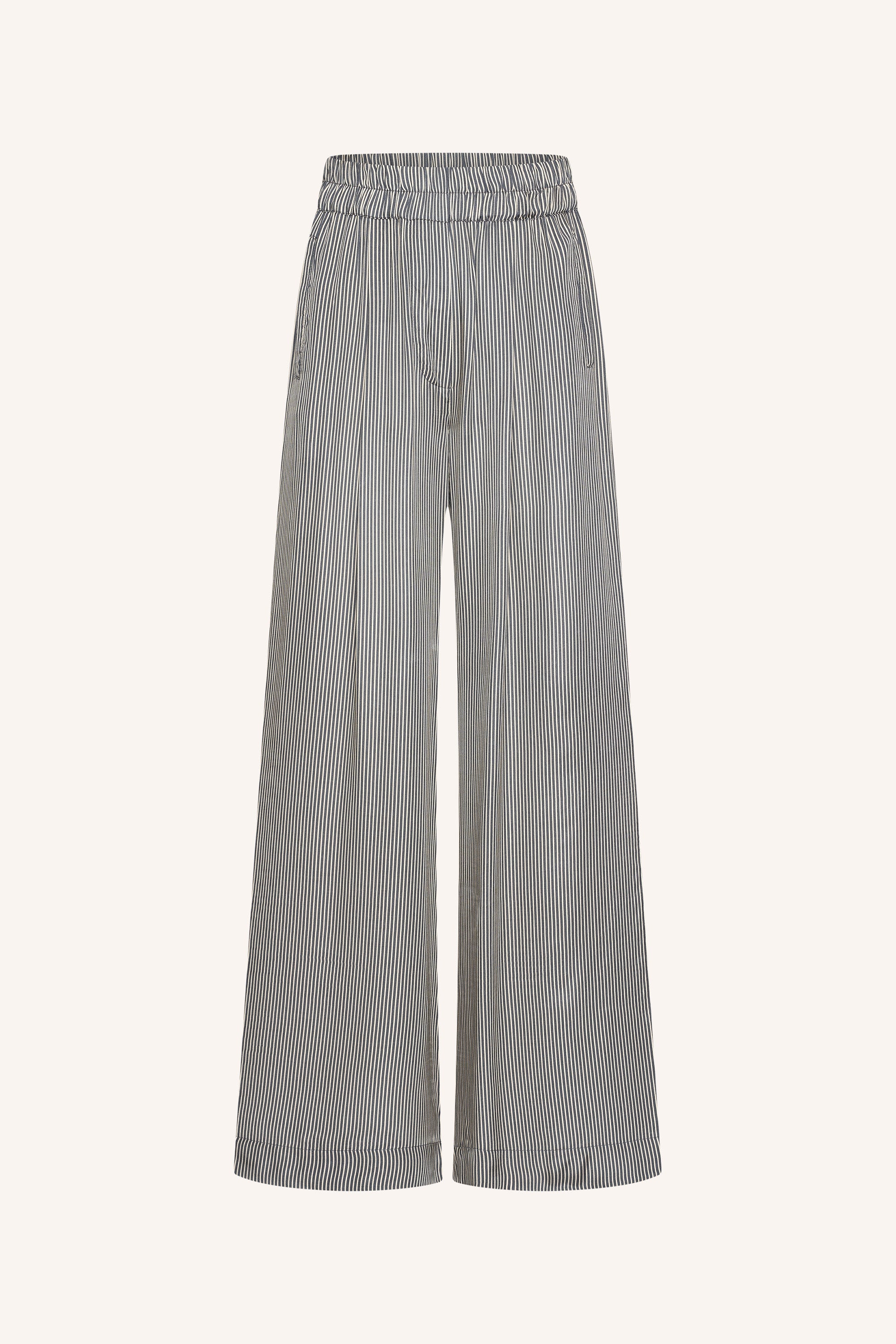 benji silky stripe pants | jet black stripe