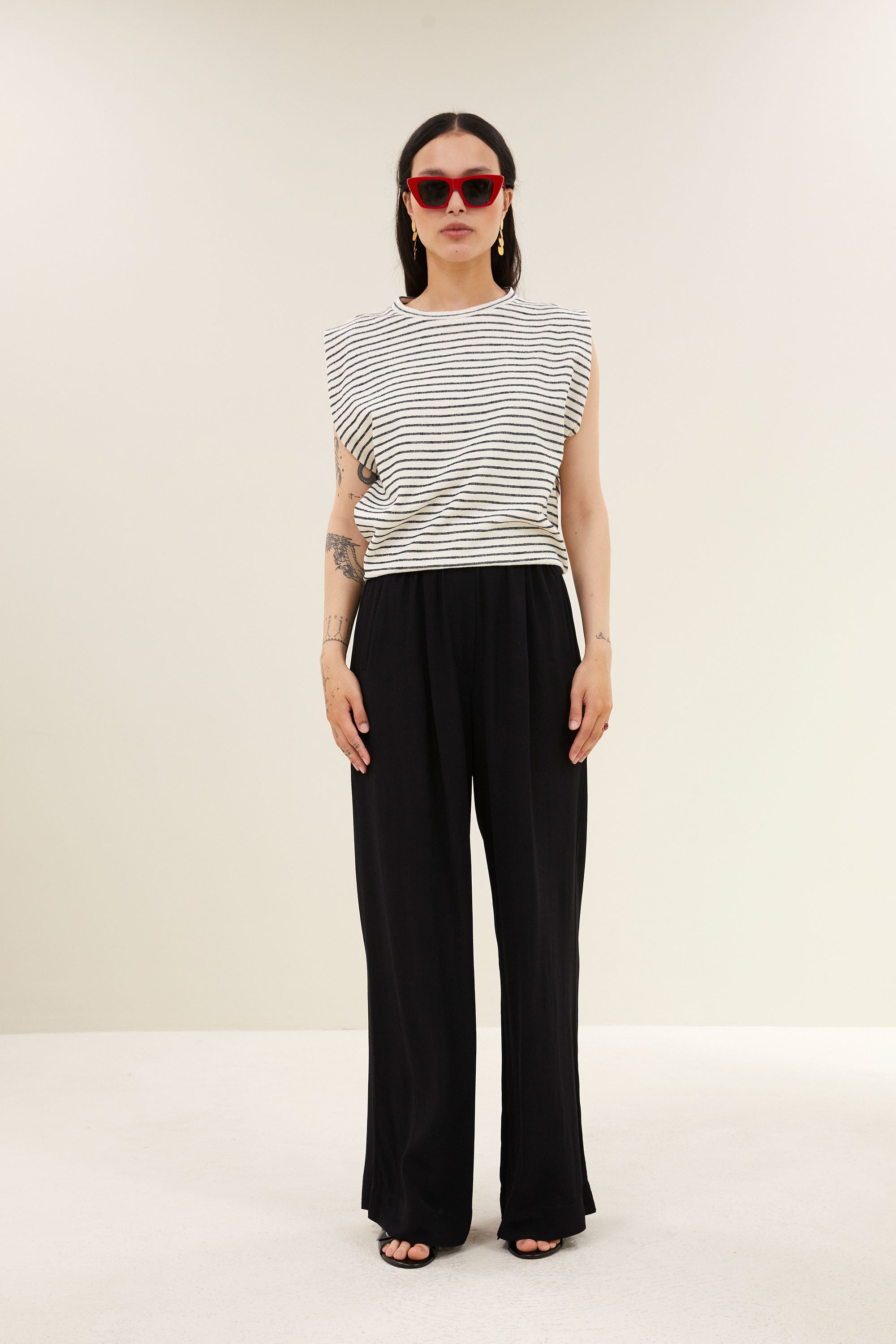 diede heavy jersey stripe top | jet black stripe