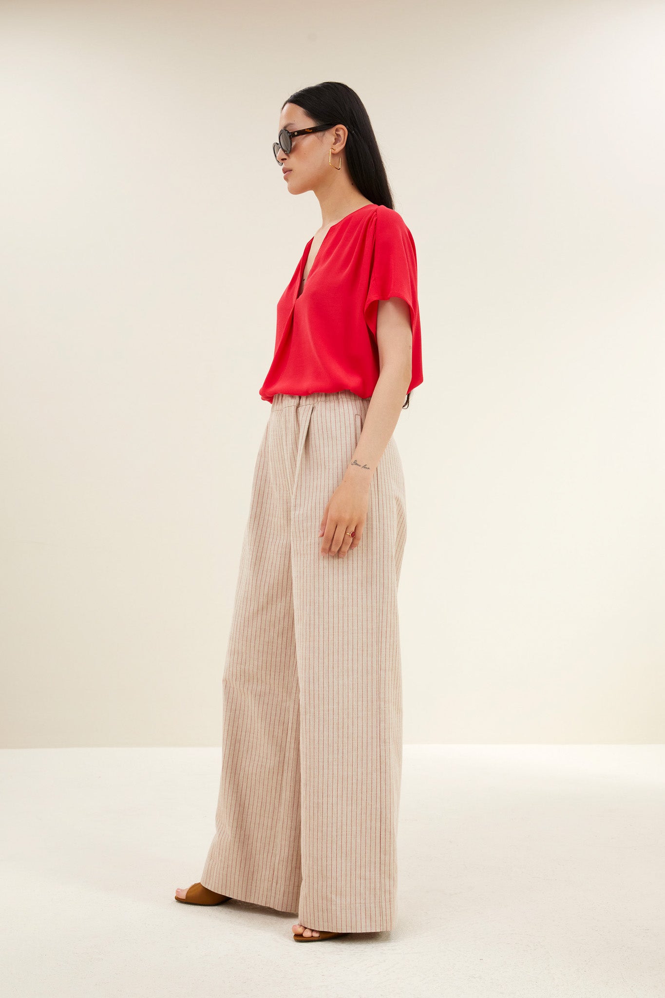 benji stripe pants | poppy red stripe