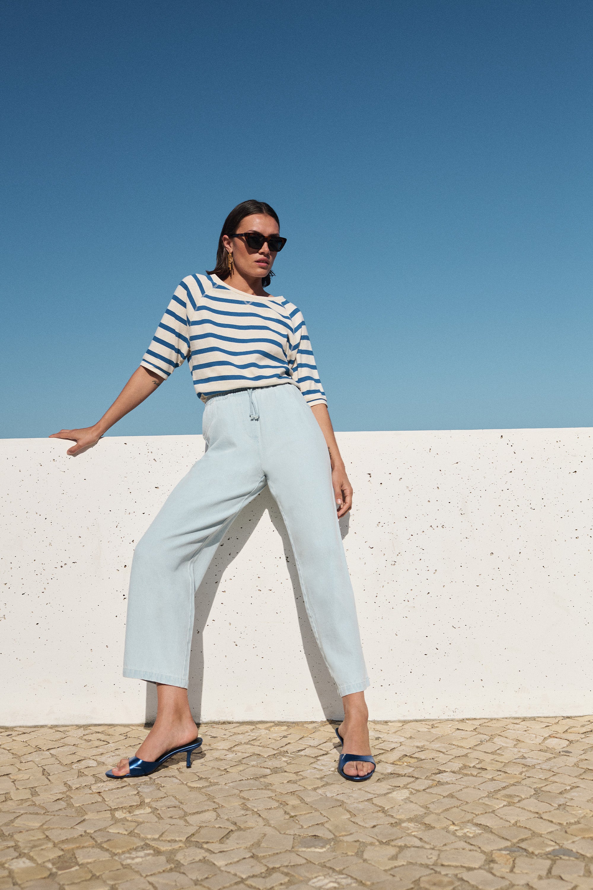 sol bleached denim pants | bleached denim