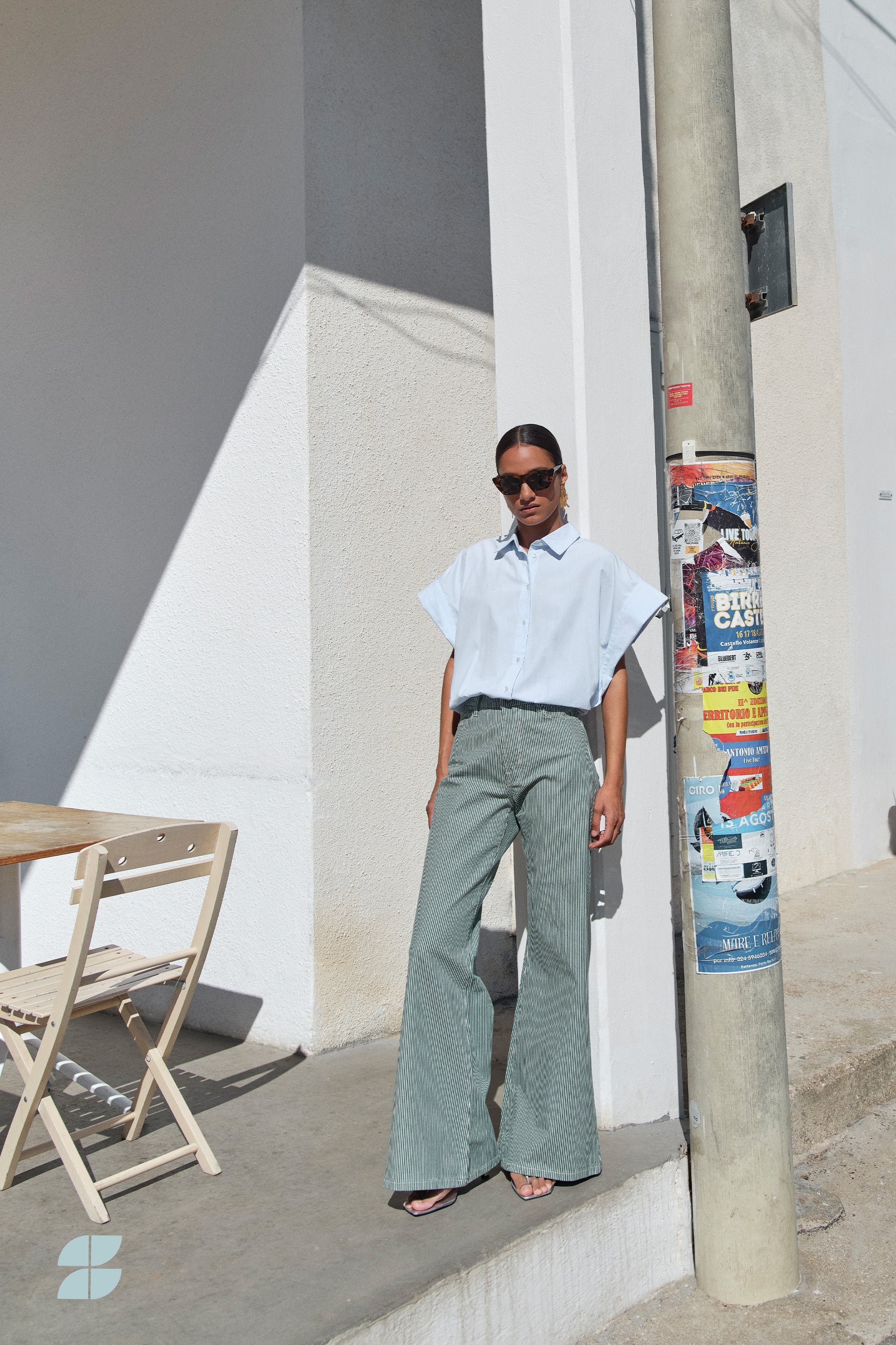 femme stripe pants | dark green stripe