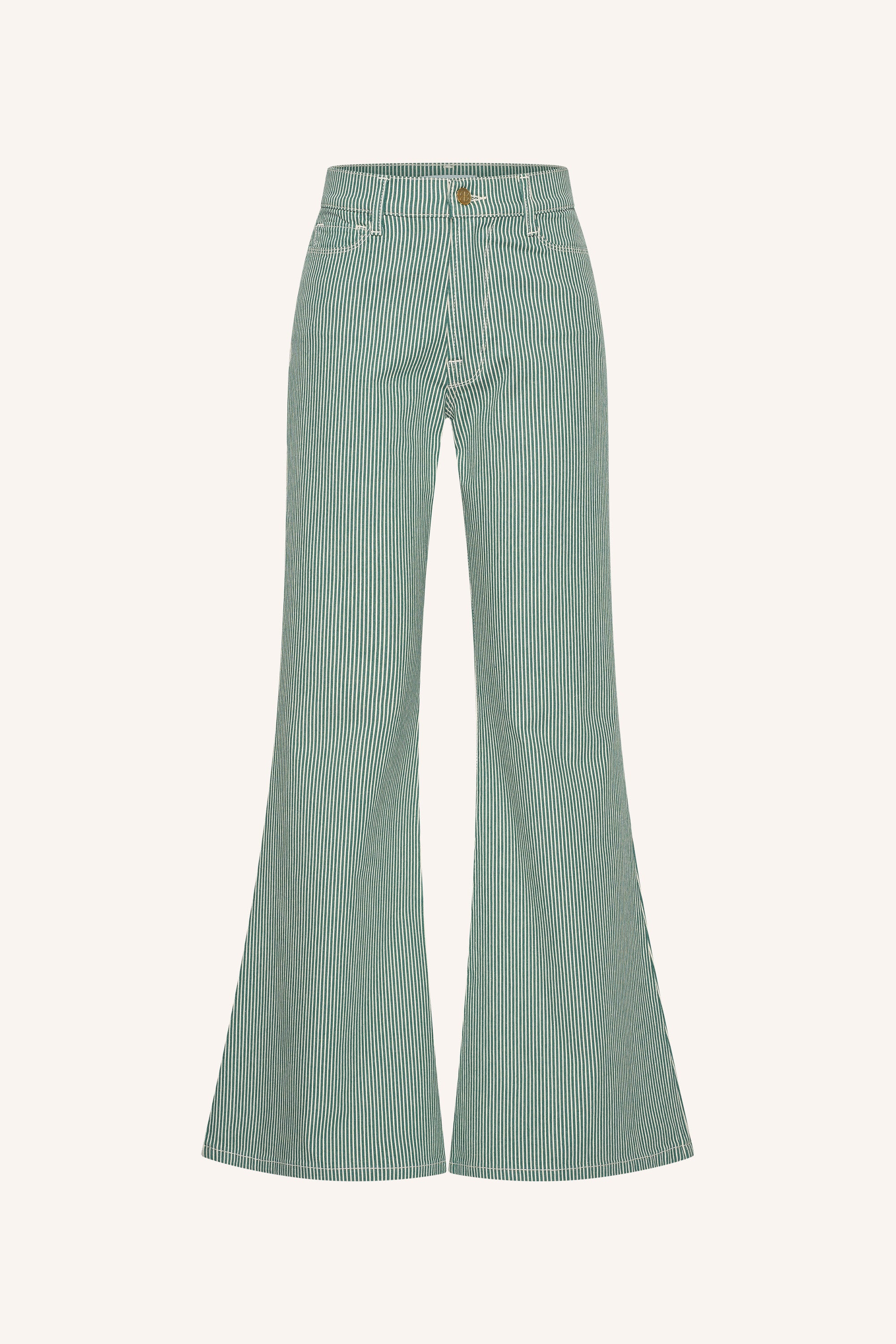 femme stripe pants | dark green stripe