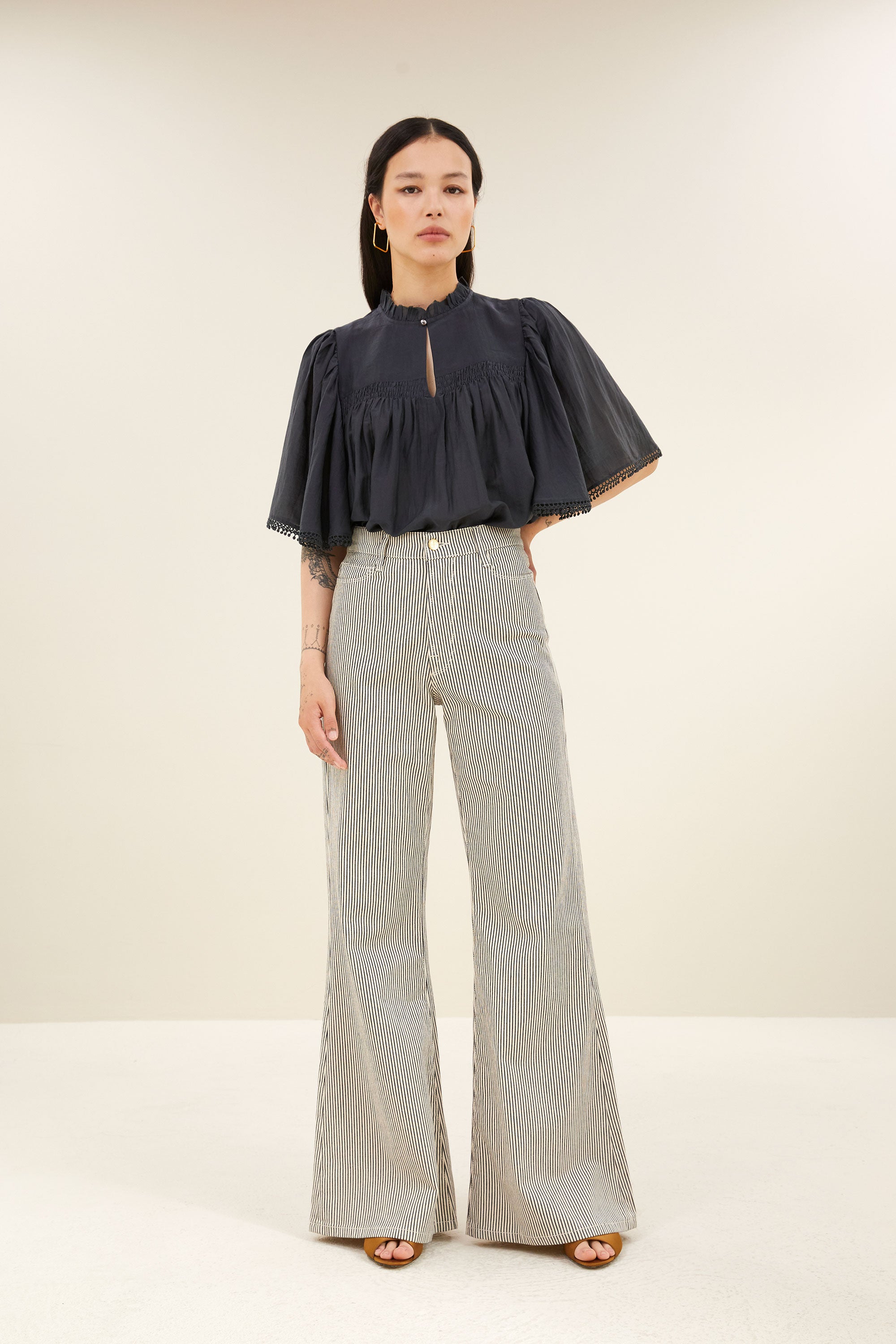 femme stripe pants | jet black stripe