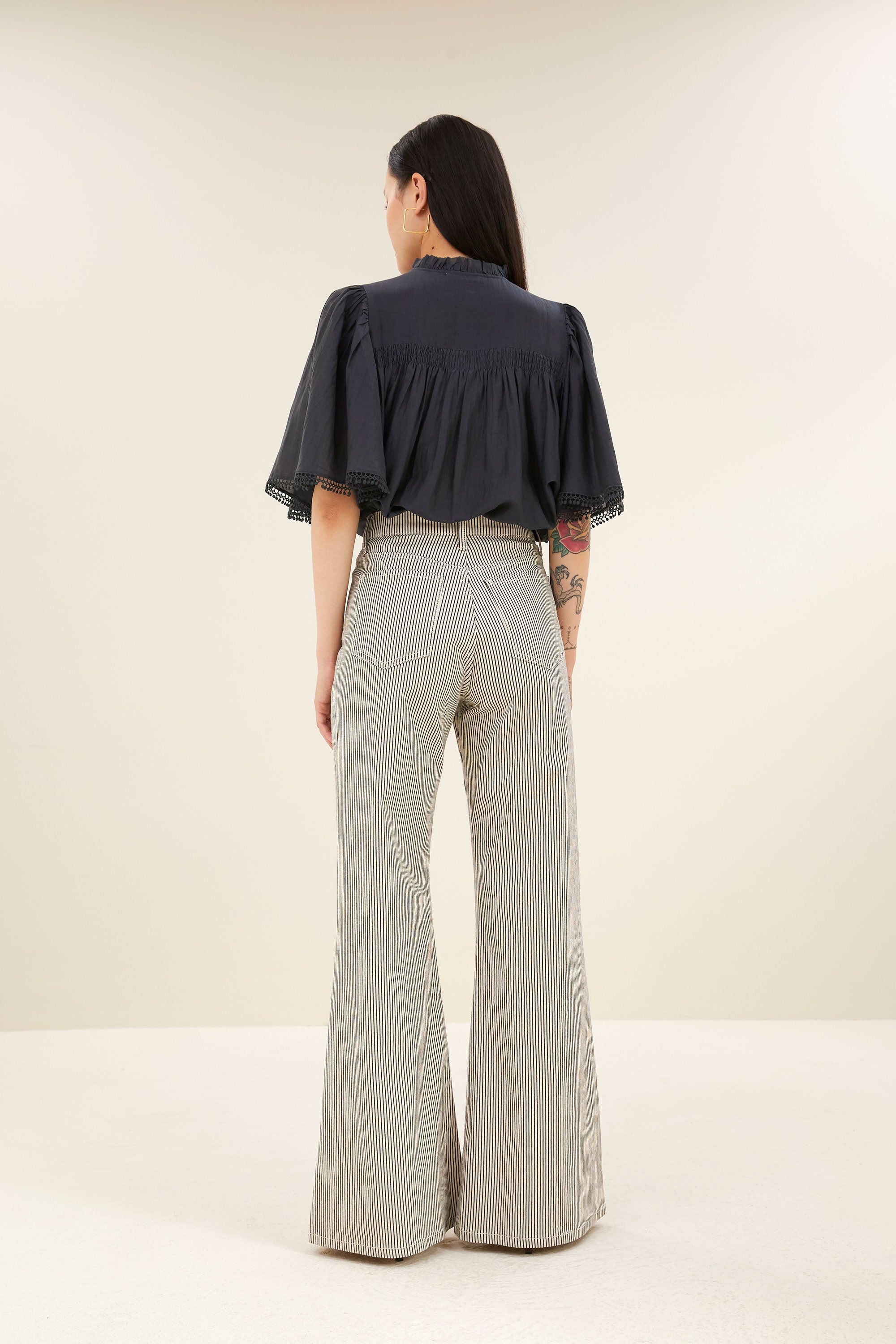 femme stripe pants | jet black stripe