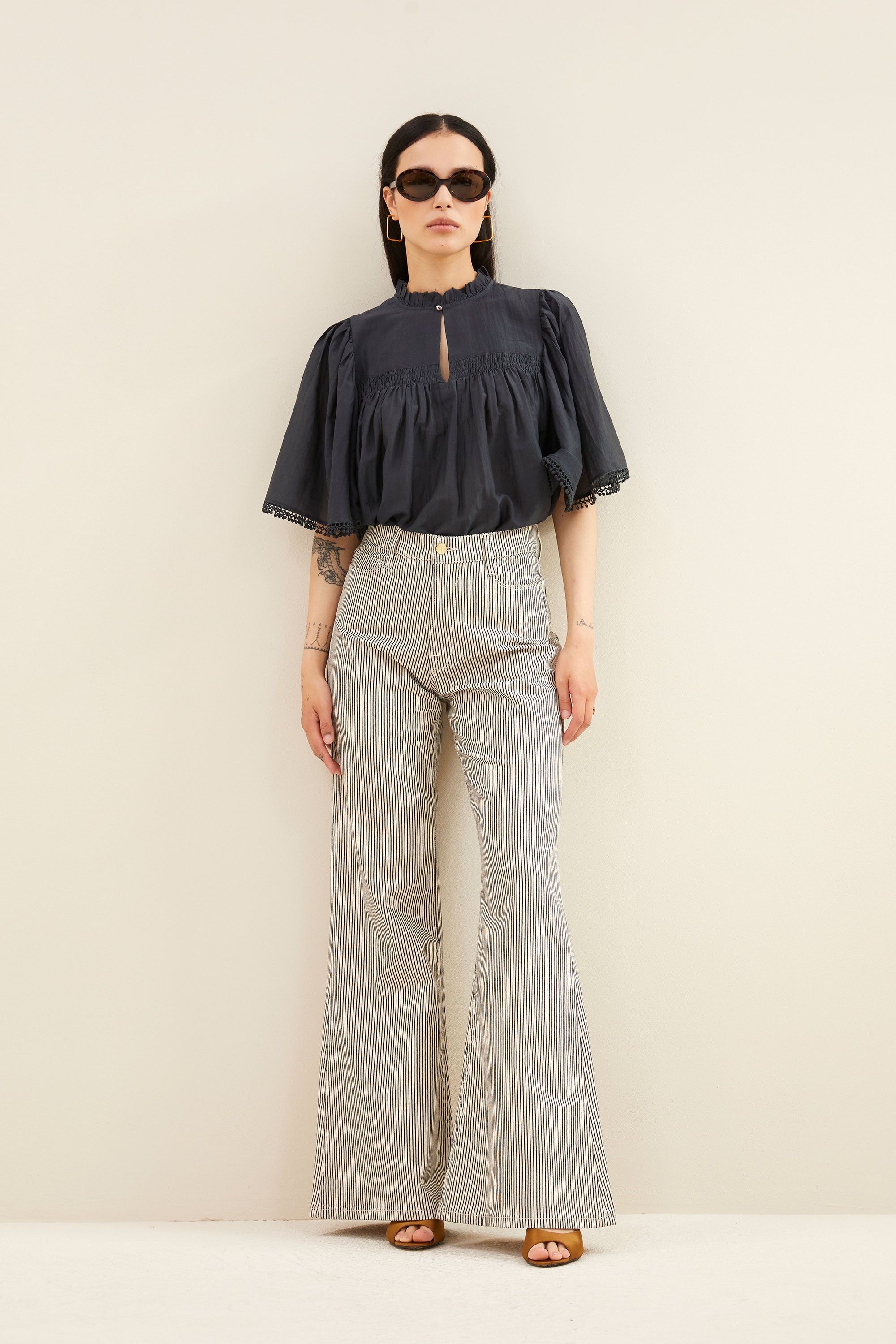 femme stripe pants | jet black stripe