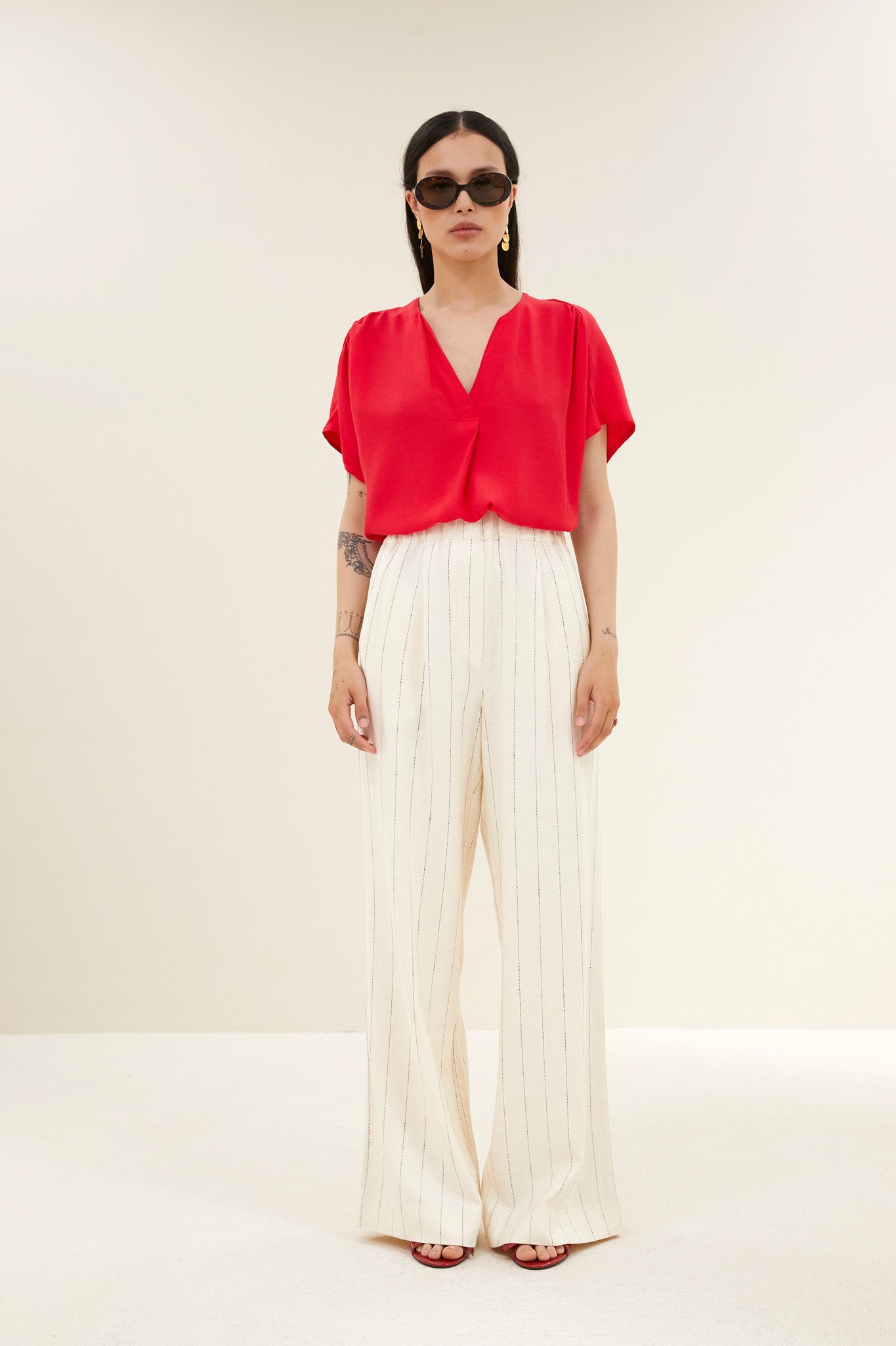 benji pinstripe pants | black thin stripe