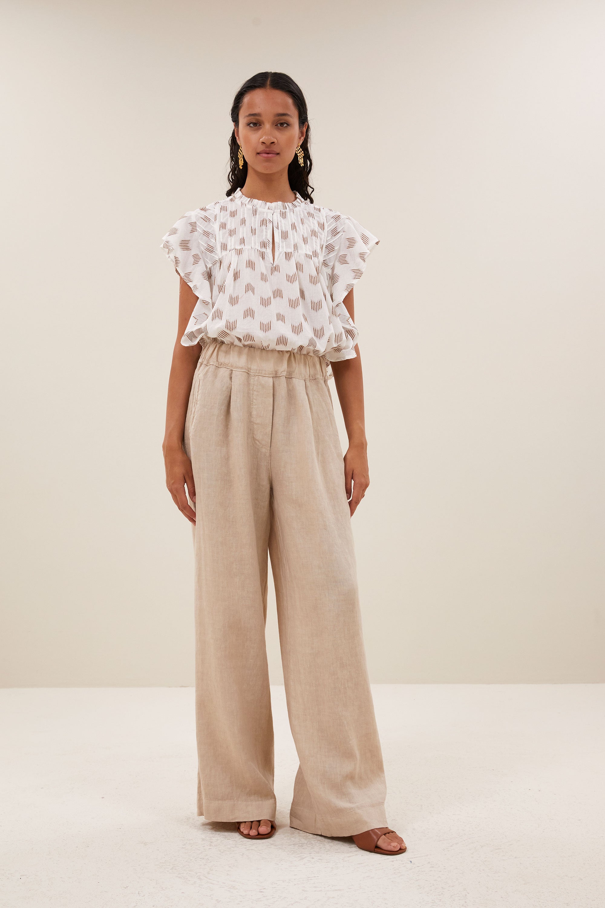 benji linen pants | biscuit