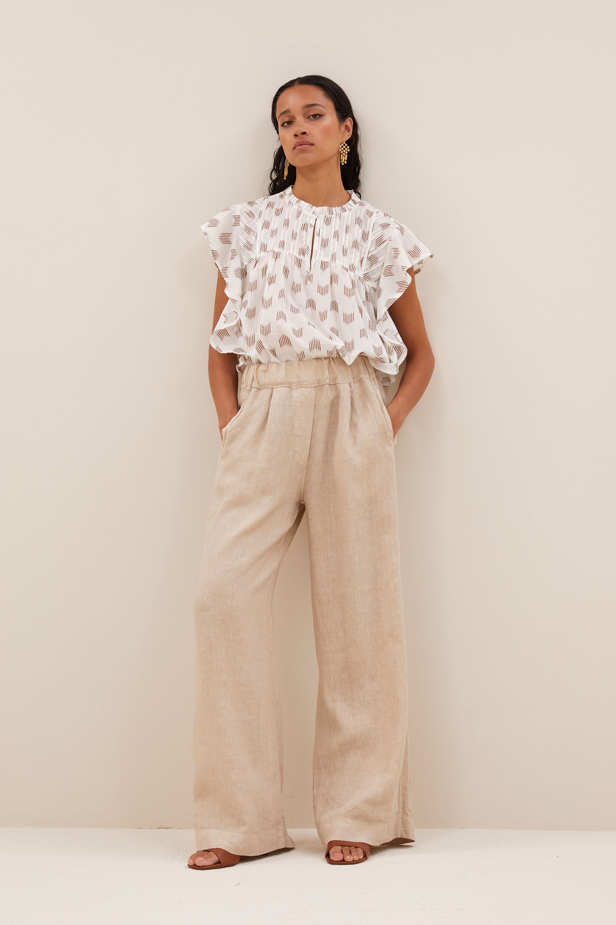 benji linen pants | biscuit