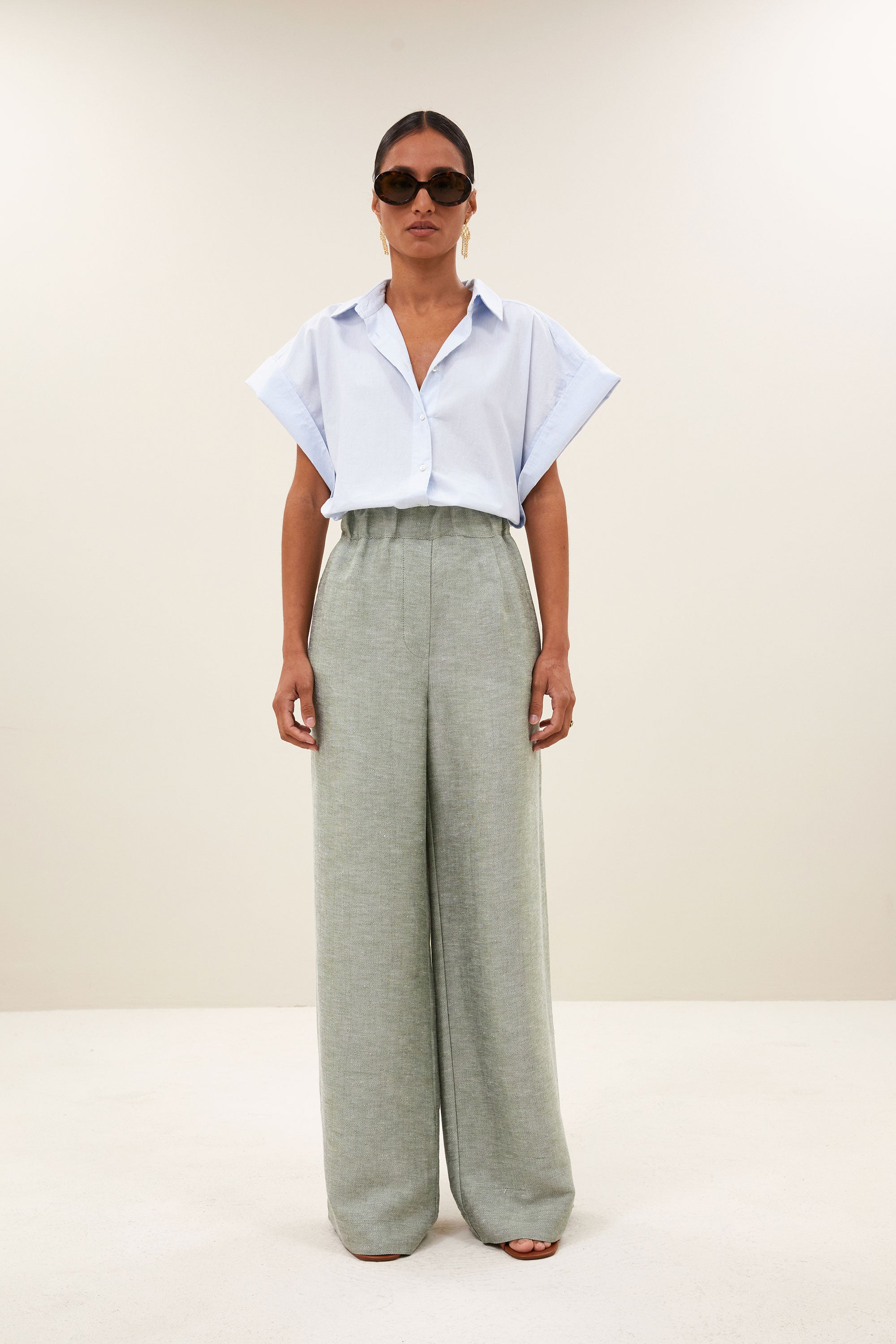 celin gloss pants | light mint