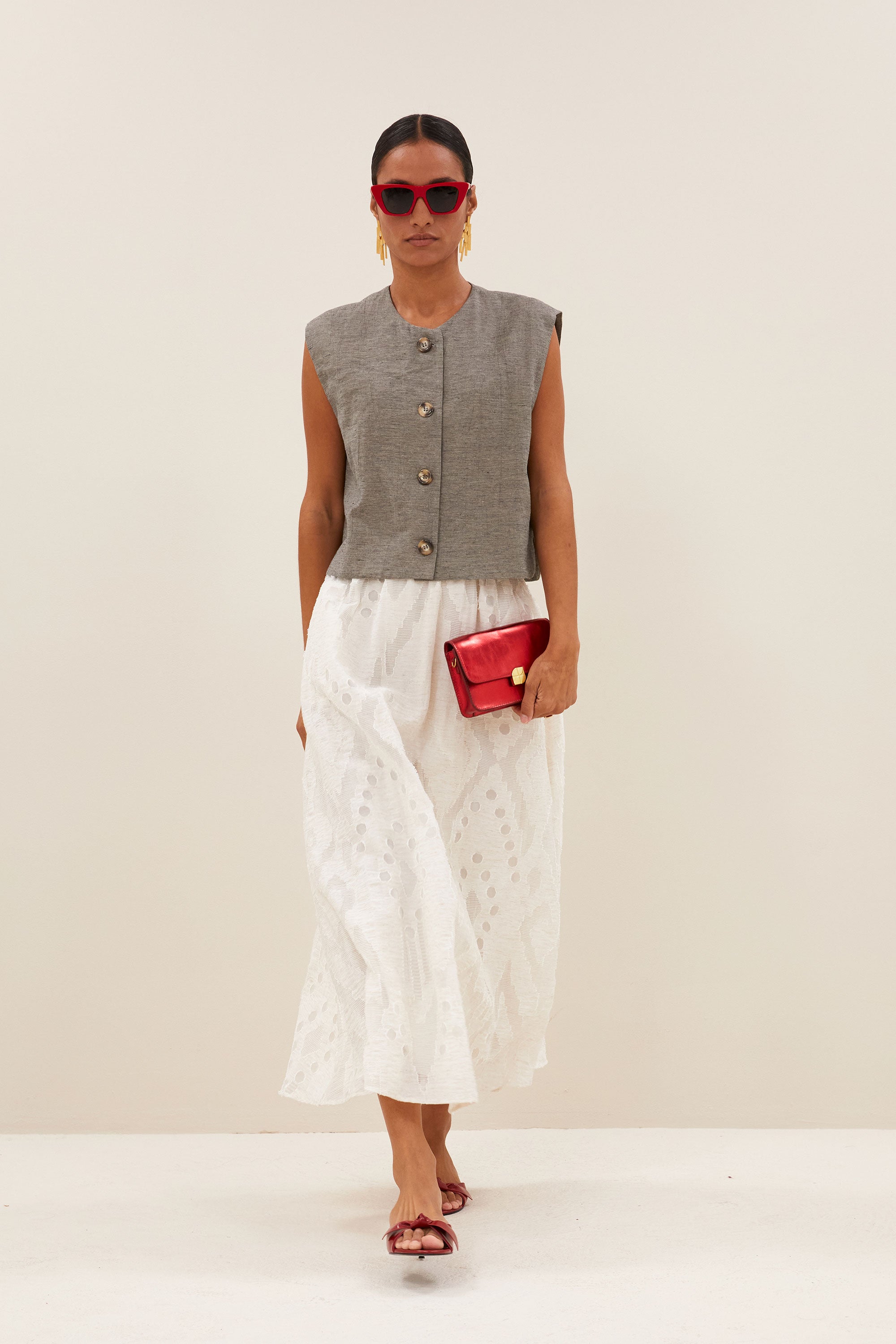 nori melange gilet | charcoal melee