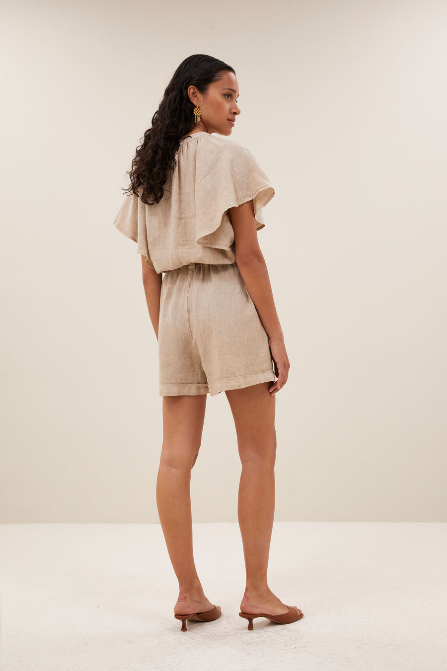 shorts-june linen shorts biscuit-by bar-
