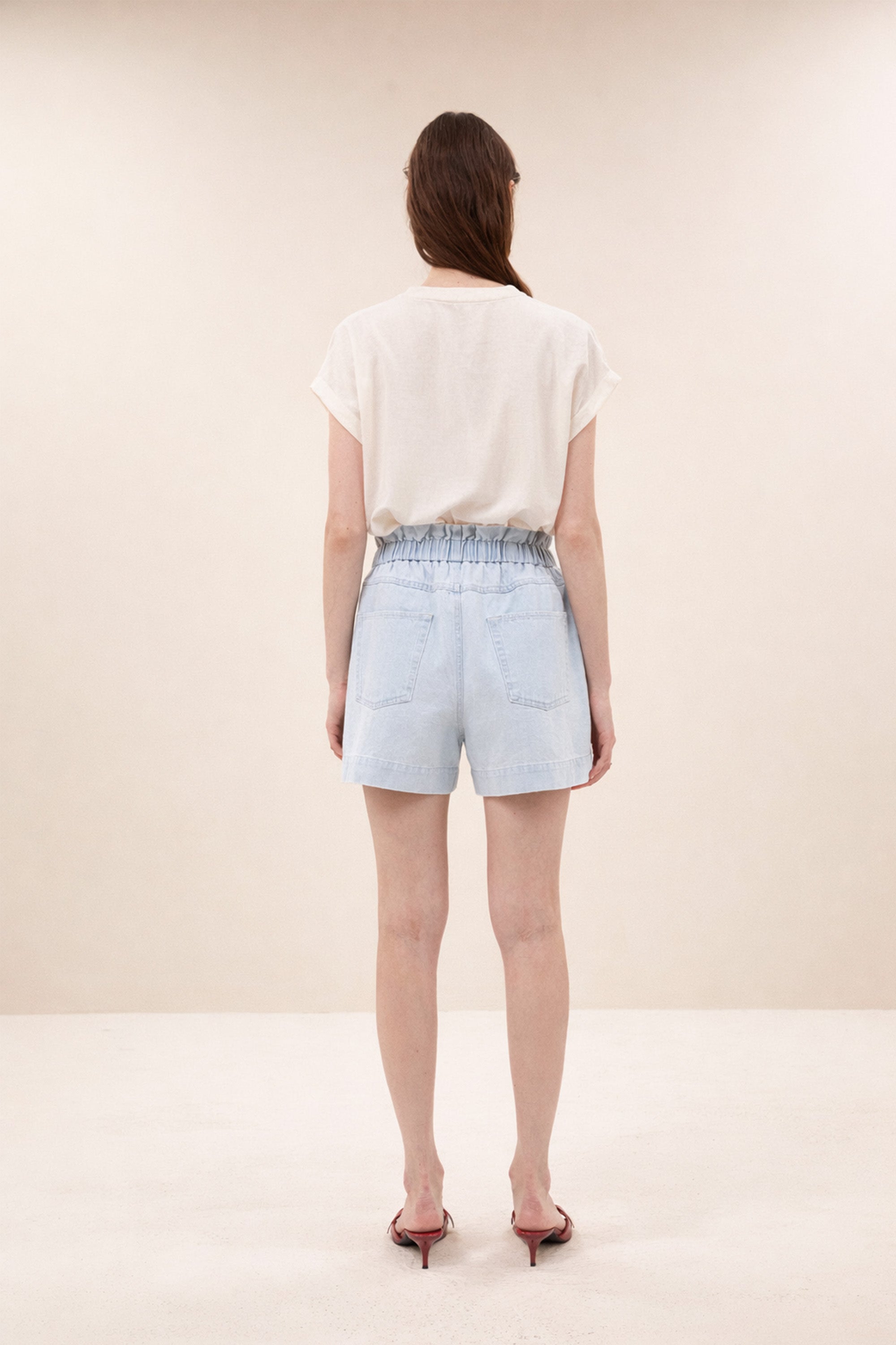 leon bleached denim short | bleached denim