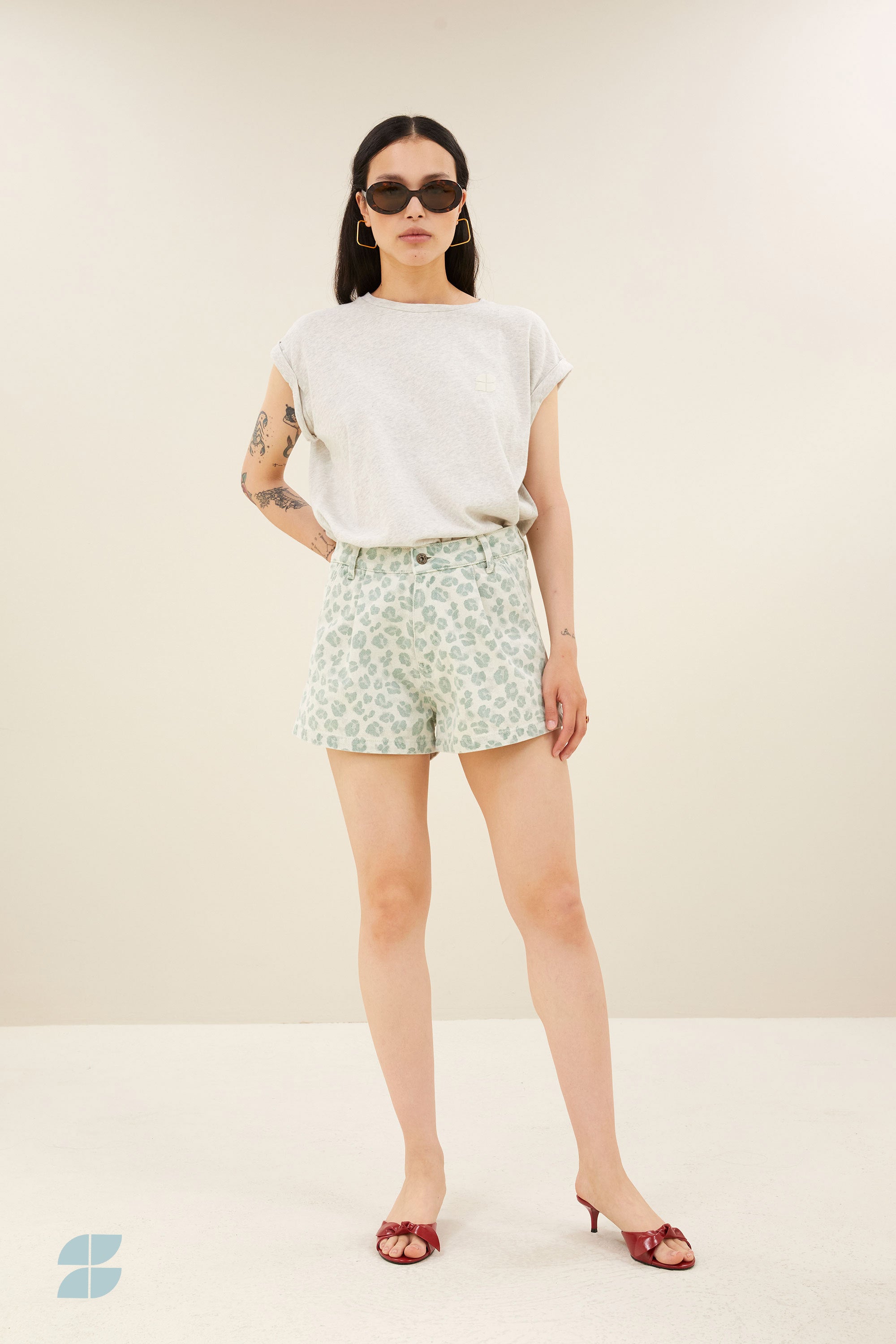 june green cheetah shorts | green cheetah