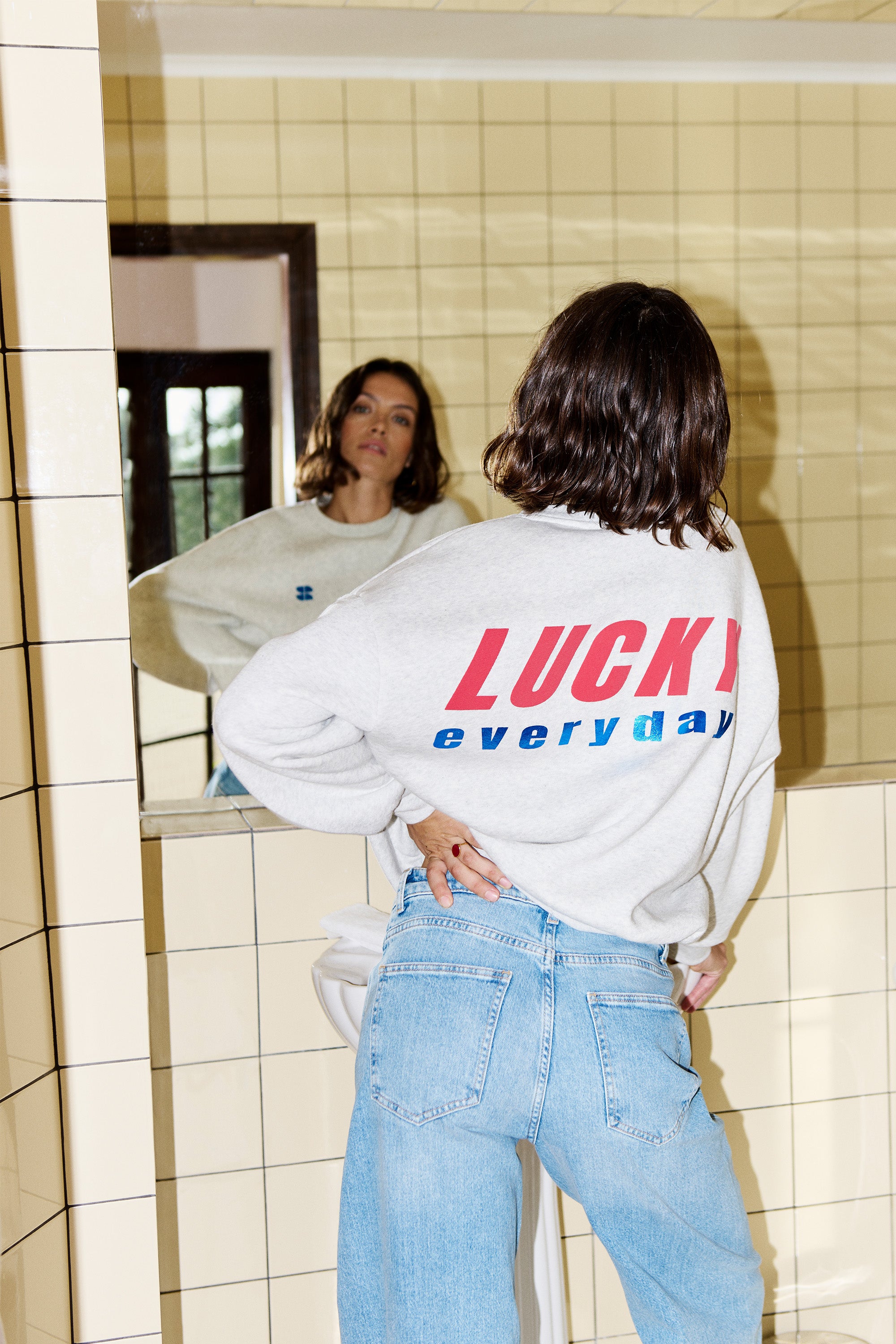 bibi melange lucky everyday sweater | light grey melee