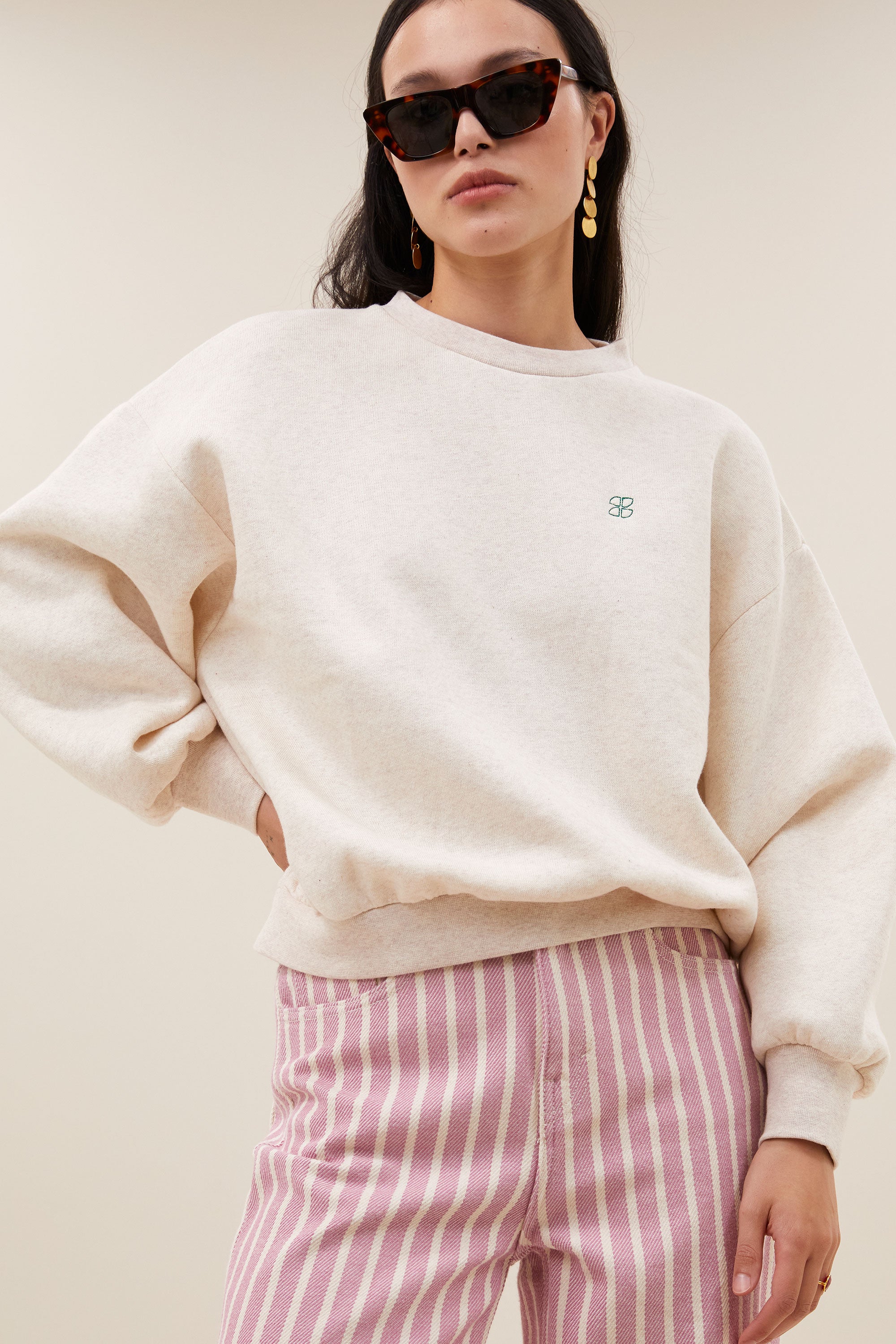 bibi melange lucky everyday sweater | oyster melee