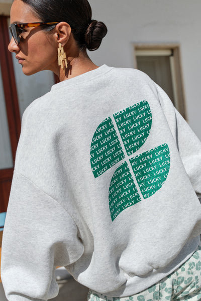 Bibiy. 　BY. FLOWER SWEATSHIRT 美品 bibi clover sweater-light grey melee