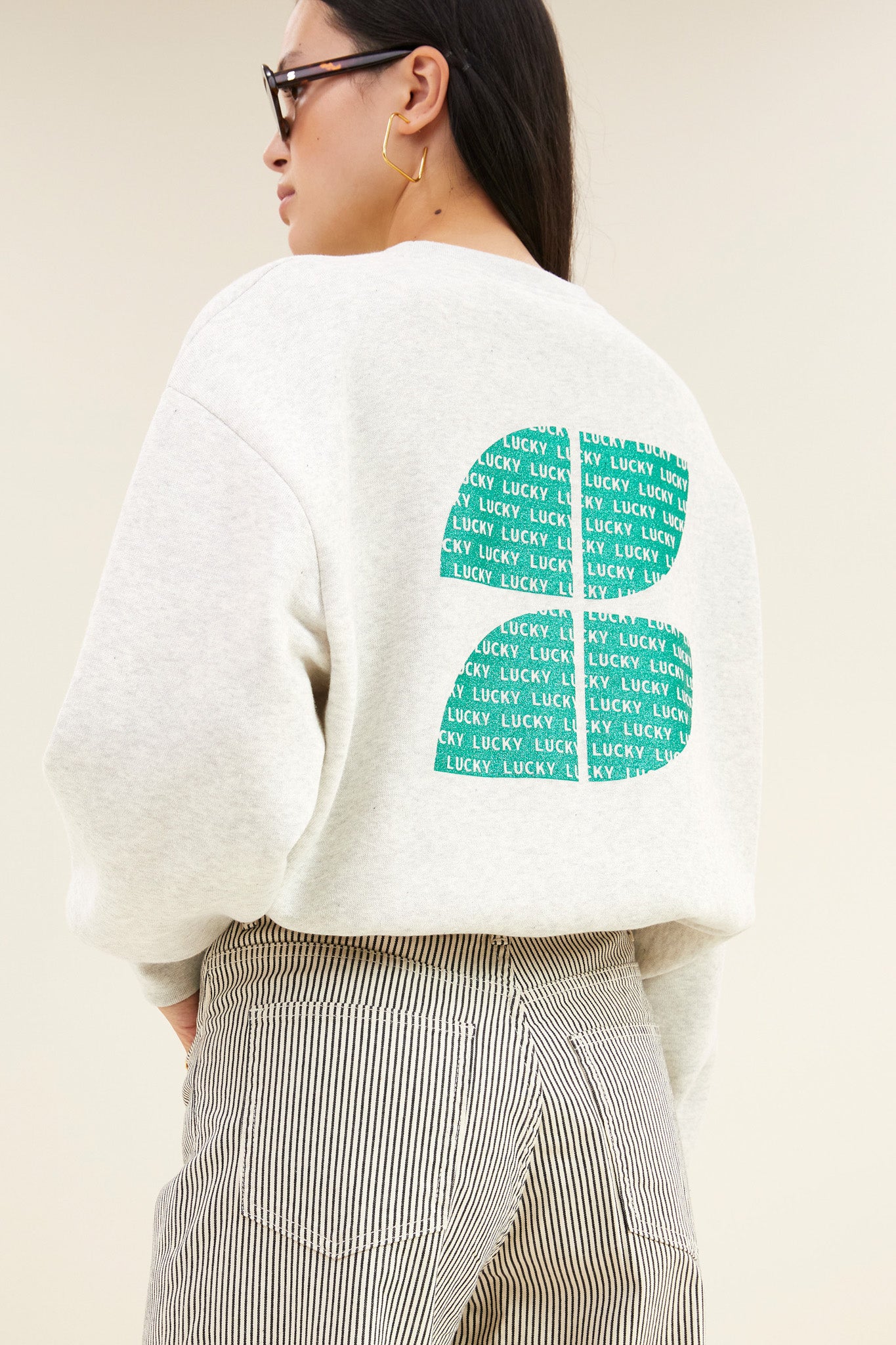 bibi clover sweater-light grey melee