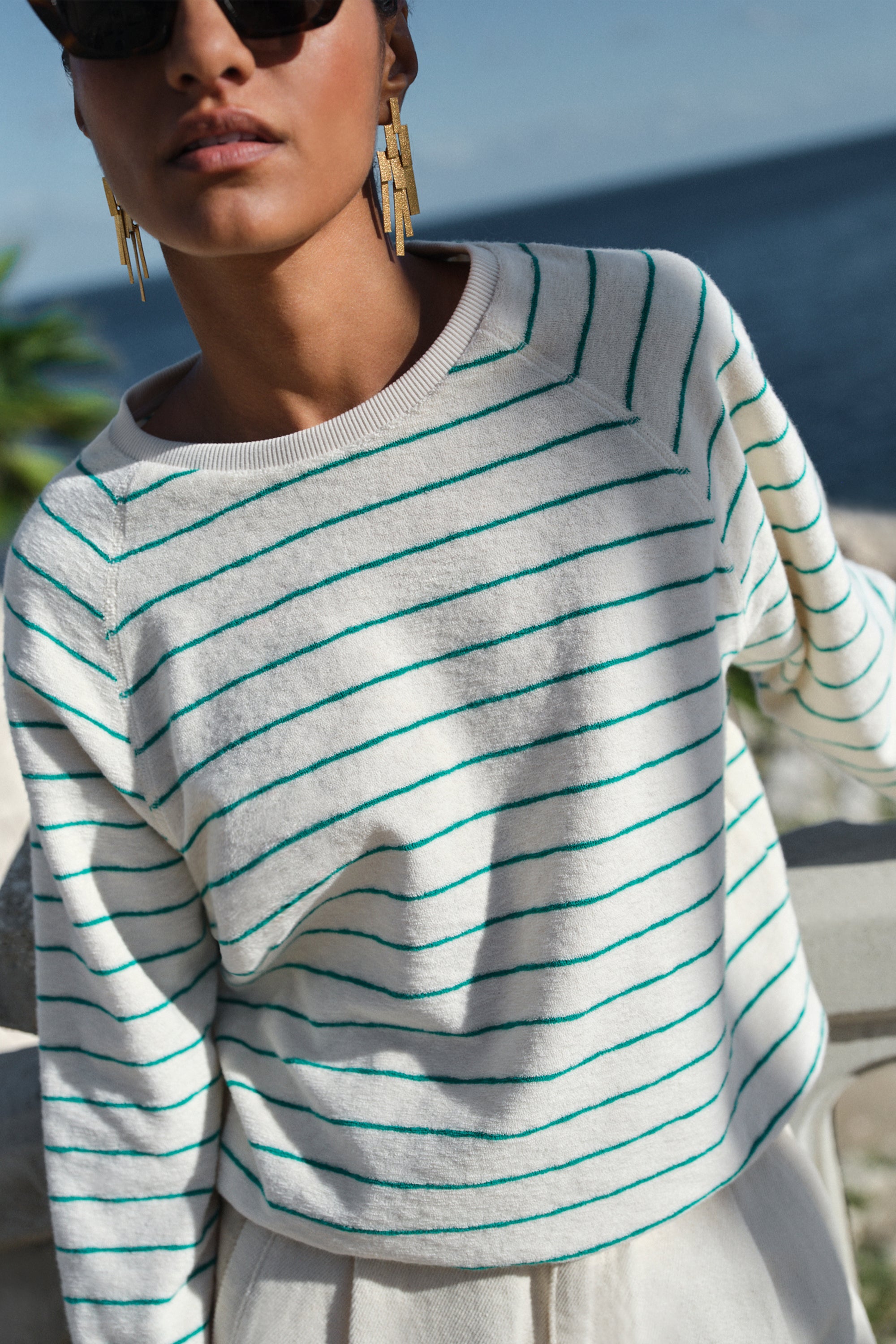 bonne slub sweater | green lake stripe