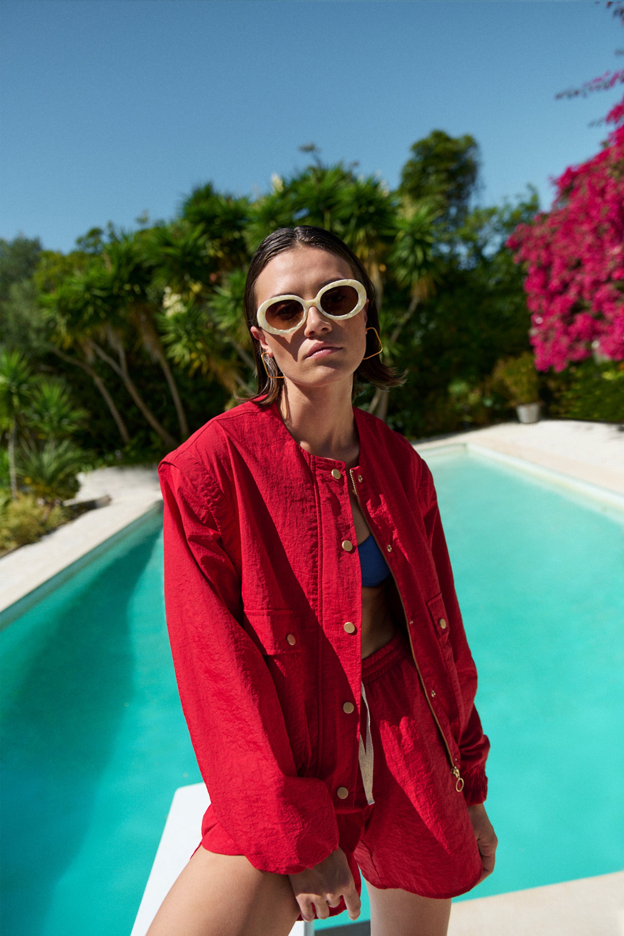 maggie zip jacket | red