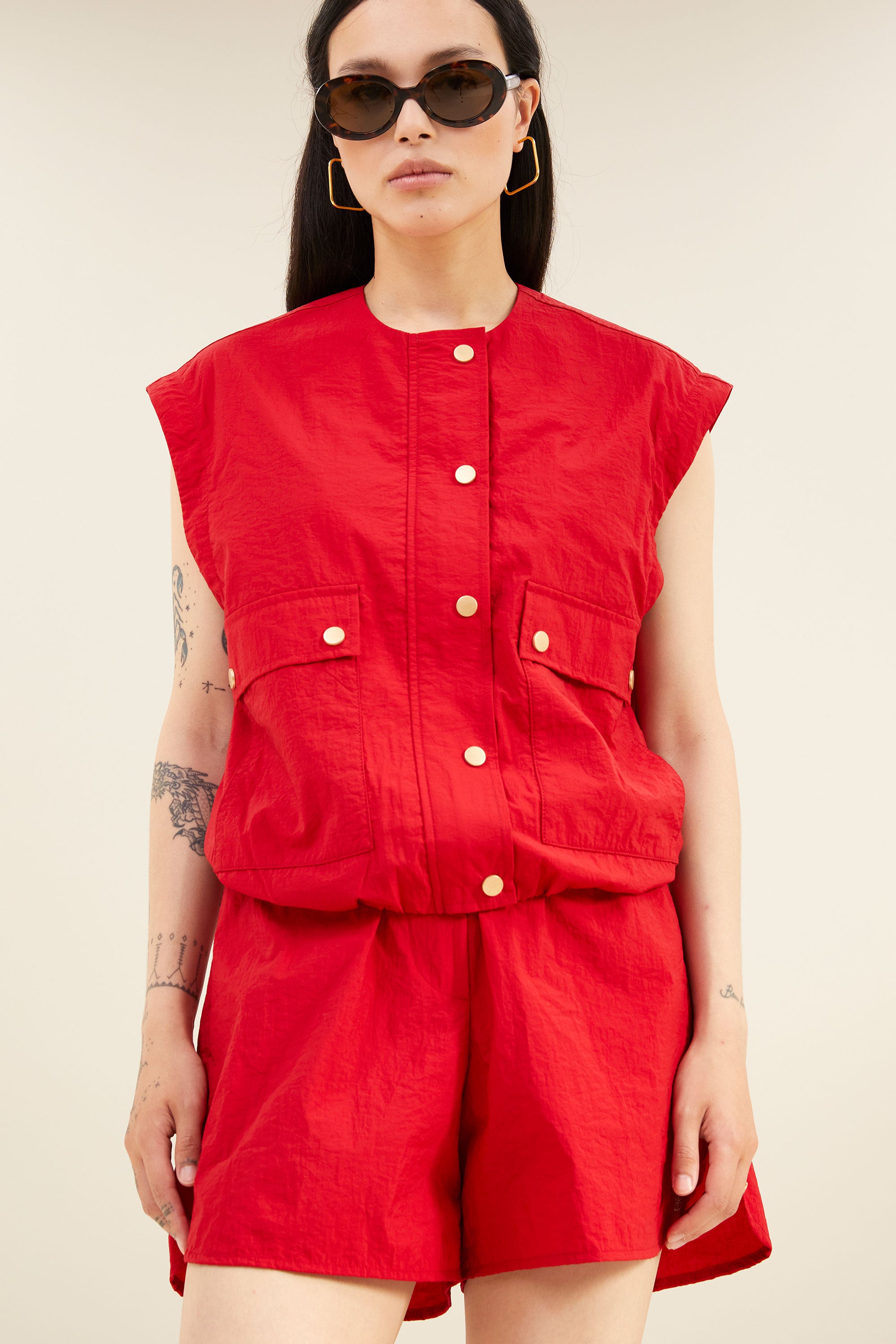 maggie zip jacket | red