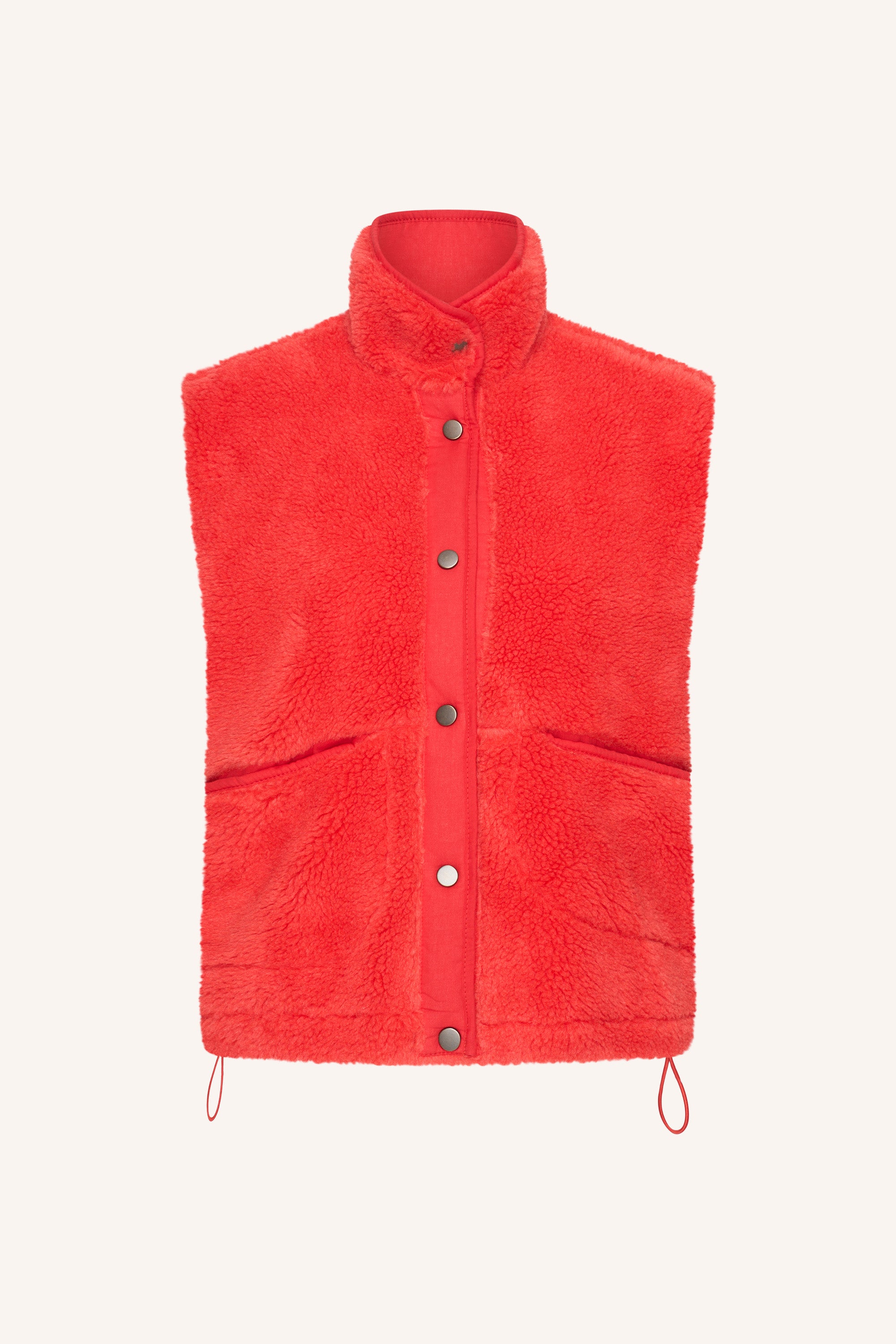 steve sleeveless jacket | poppy red