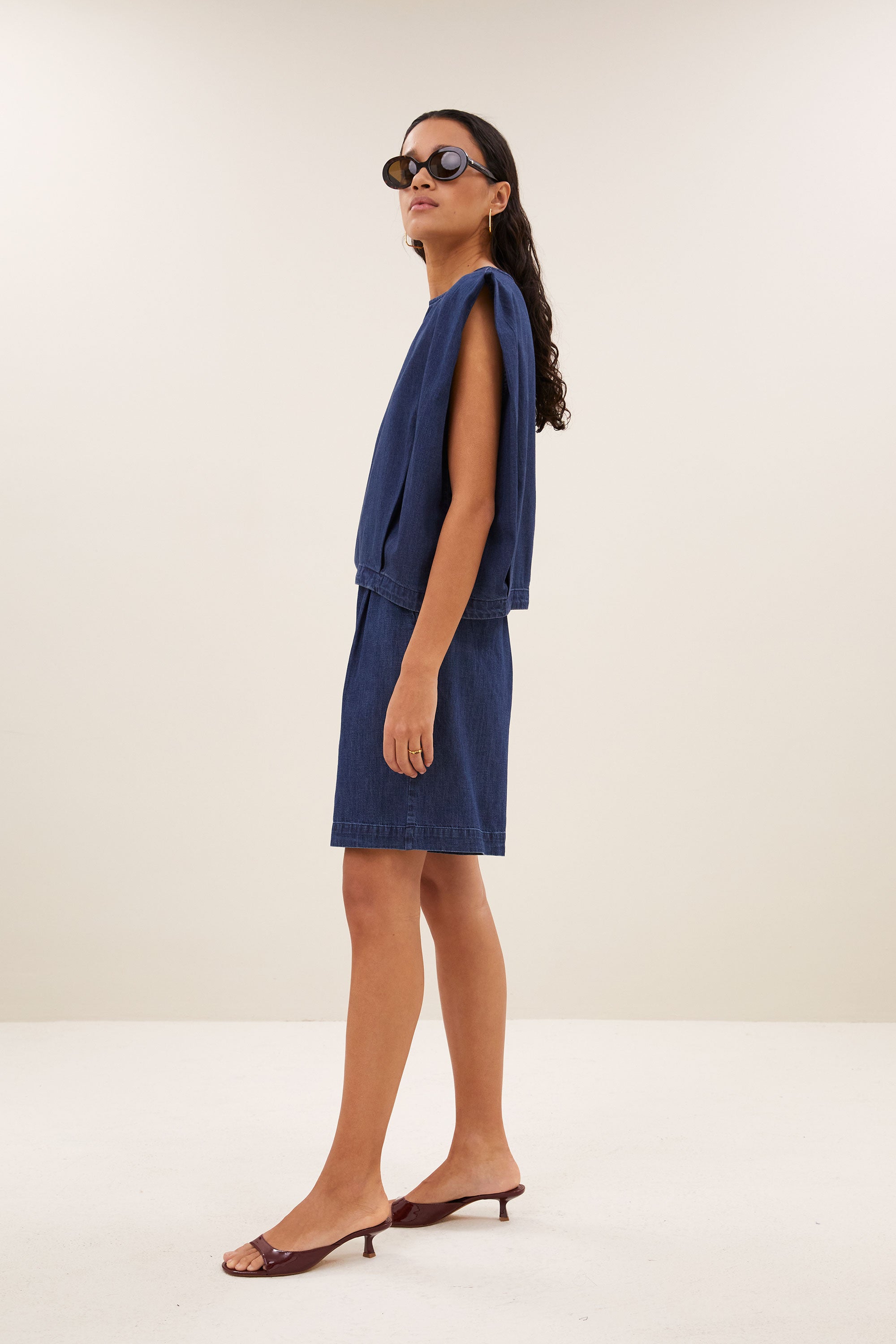 ginza denim top | dark denim