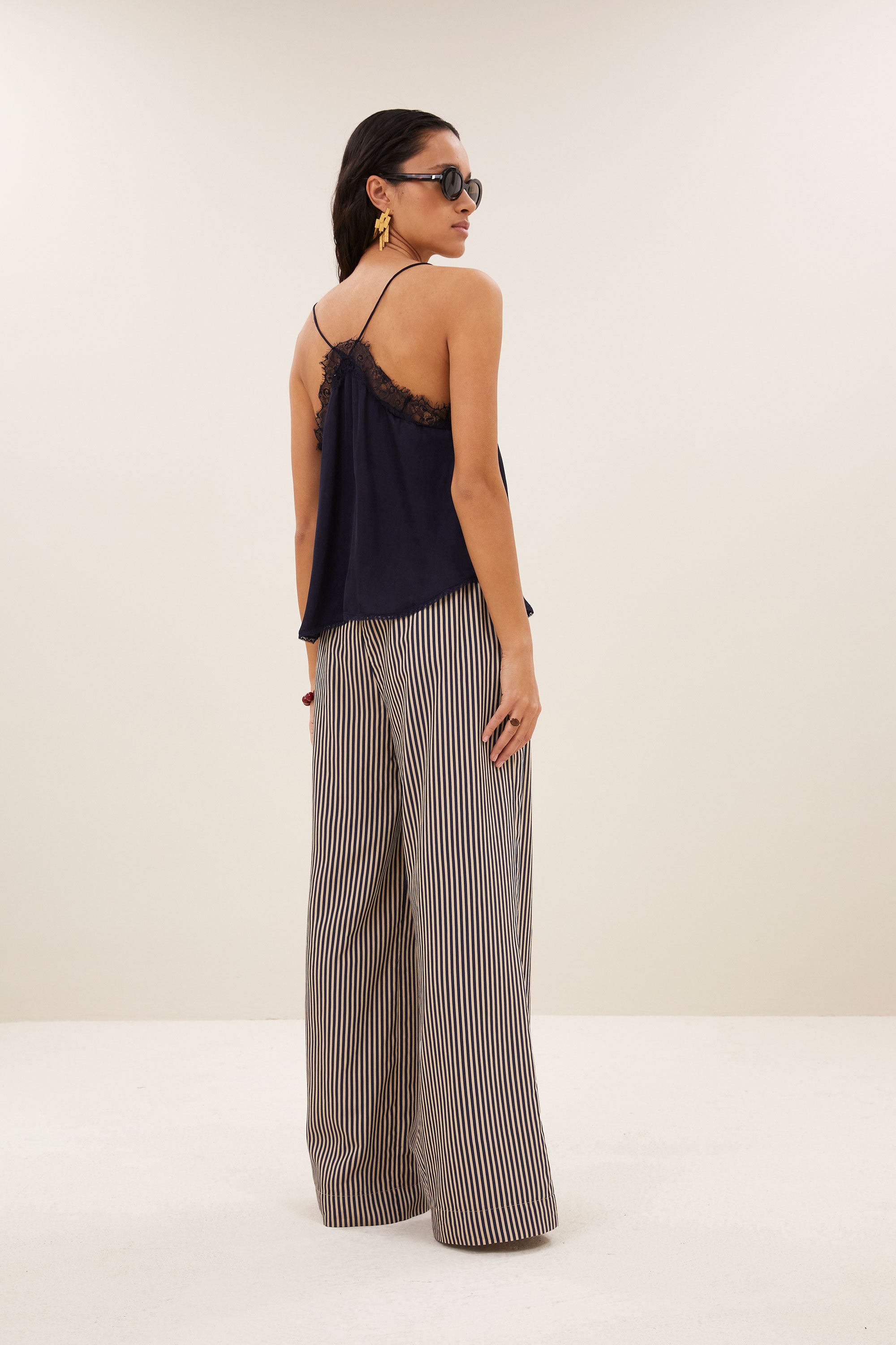 pia satin top | captain blue
