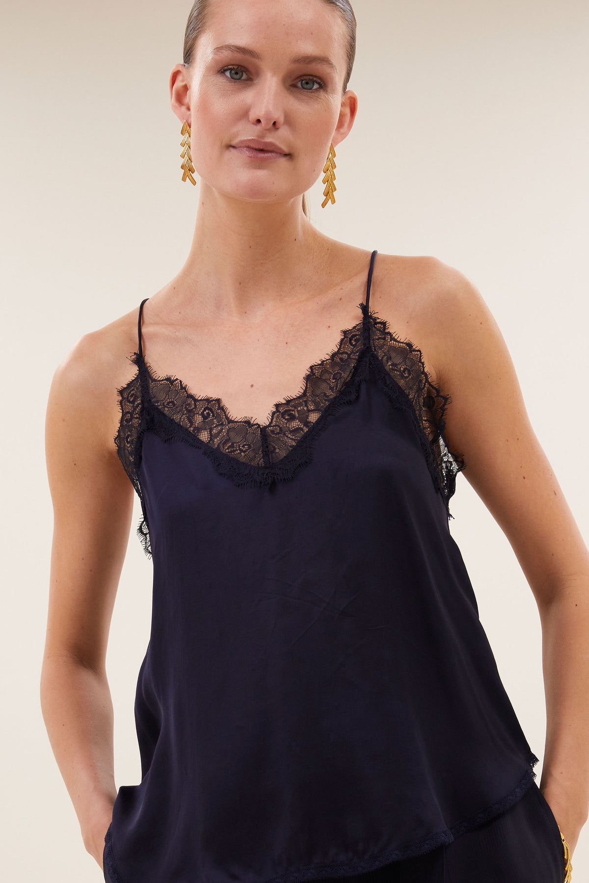 pia satin top | captain blue