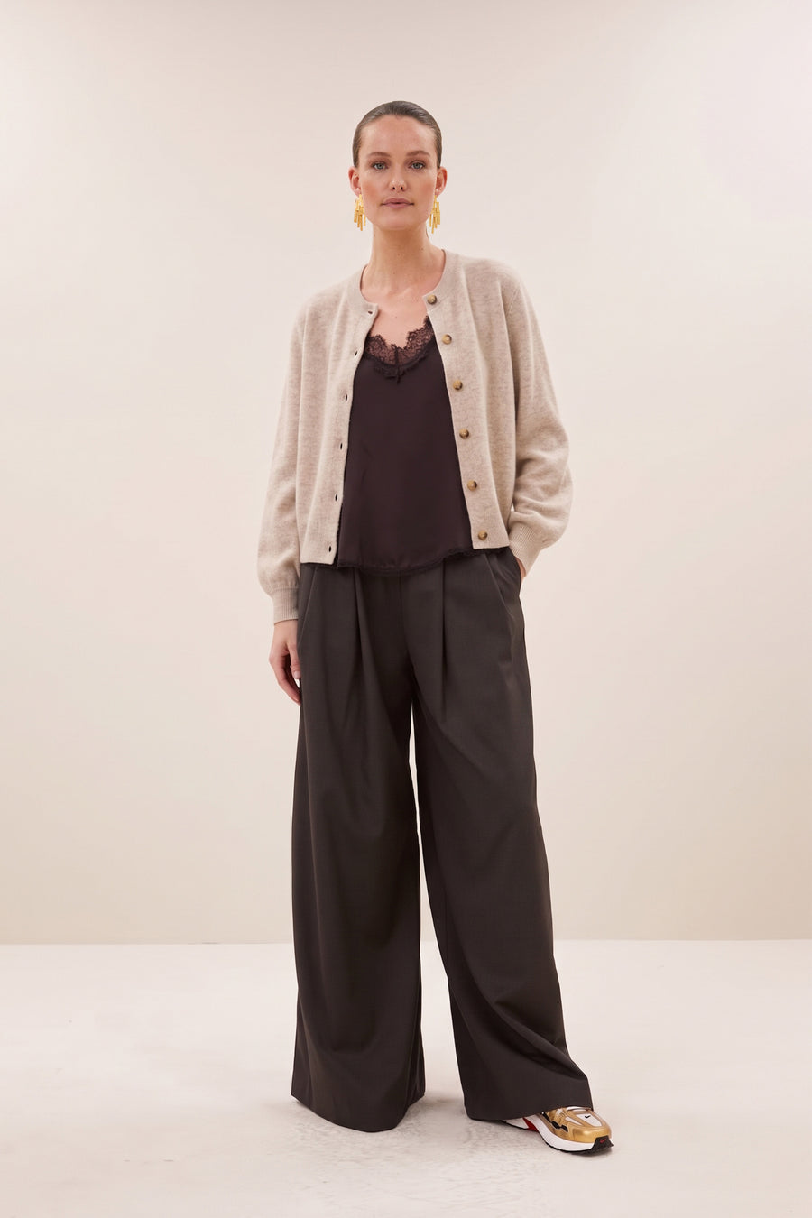 pia satin top | espresso
