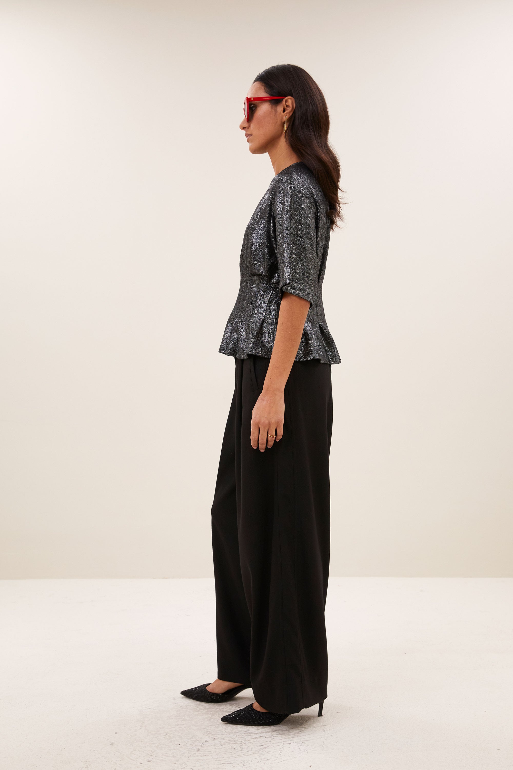 jule herringbone pants | black