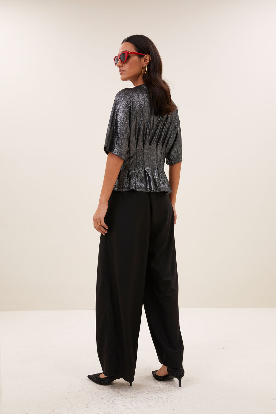 jule herringbone pants | black