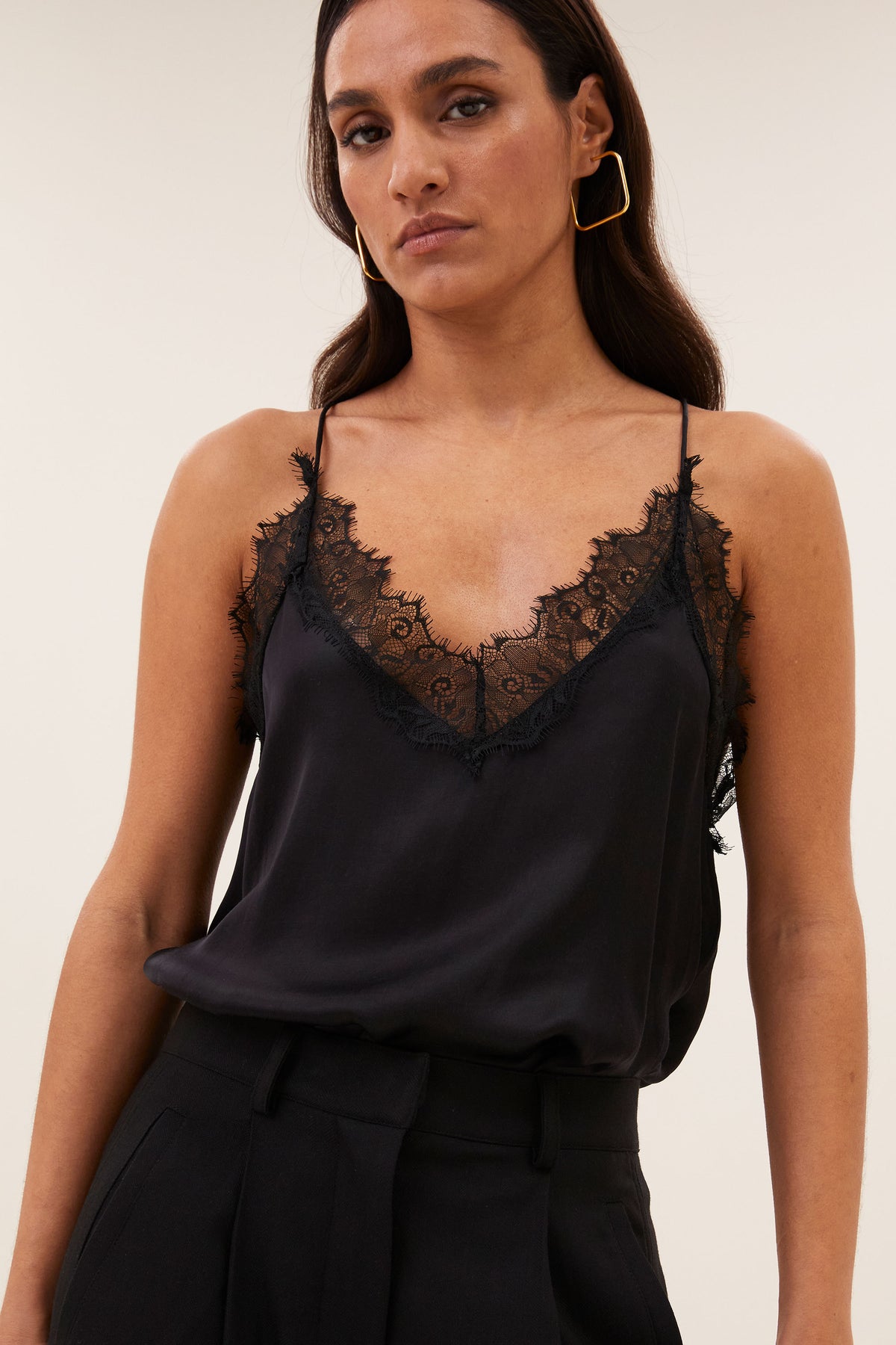 pia satin top | black