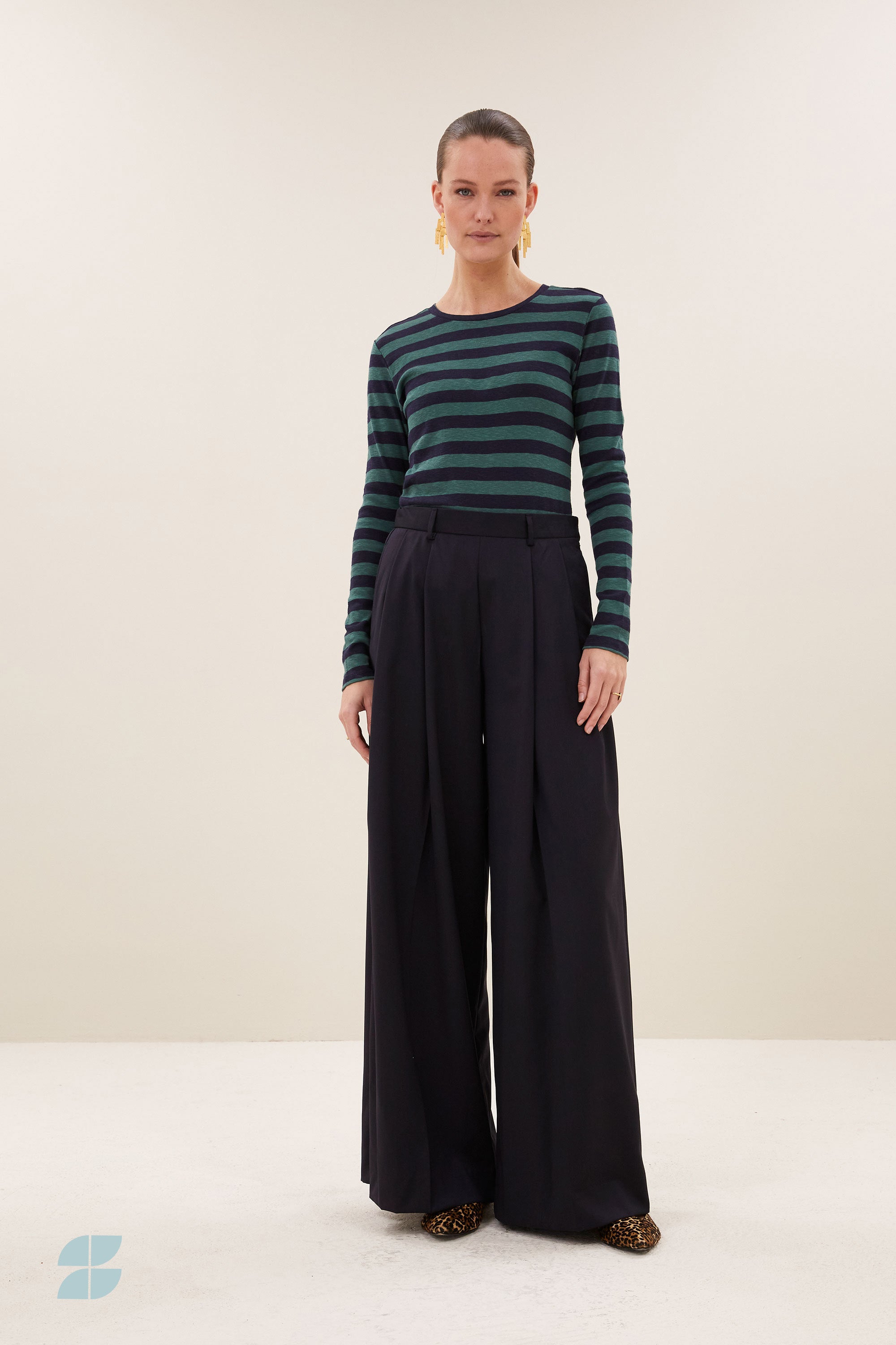 basic ls big stripe top | deep green