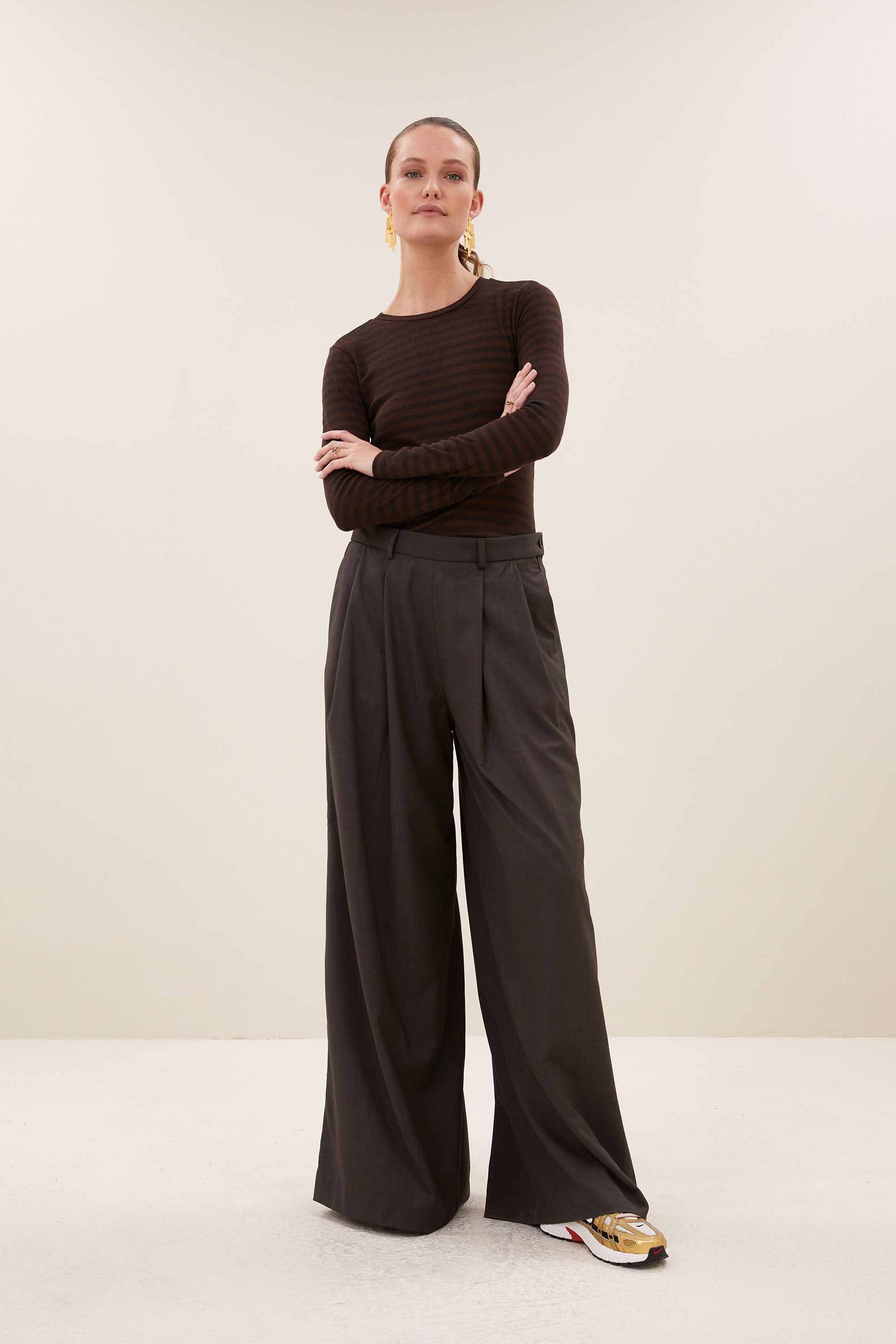 basic-ls-melange-stripe-top-coffee-bean-all-time classic-aansluitende fit-ronde halslijn-by-bar-aanvullende-foto