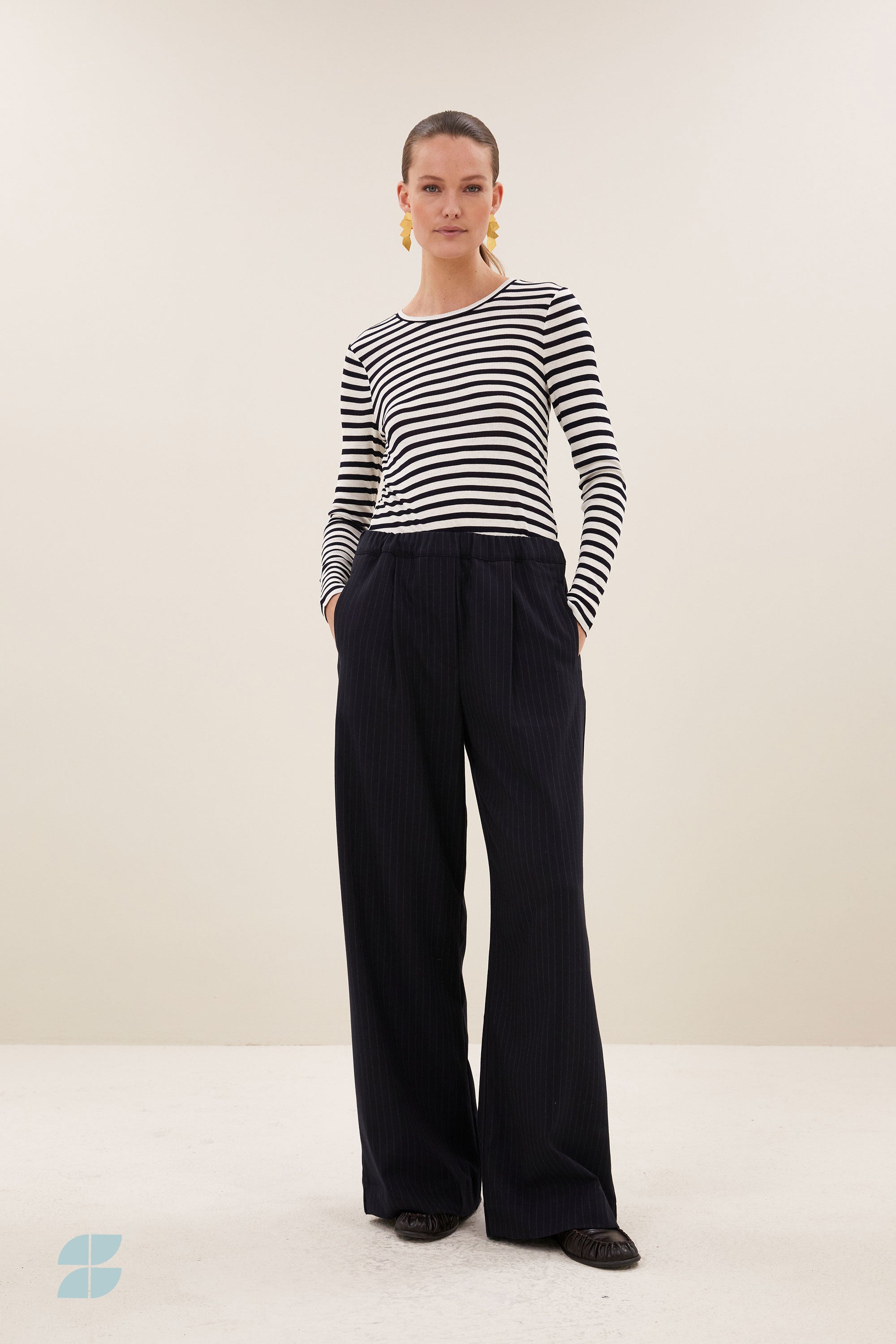 basic ls rib top | moon stripe