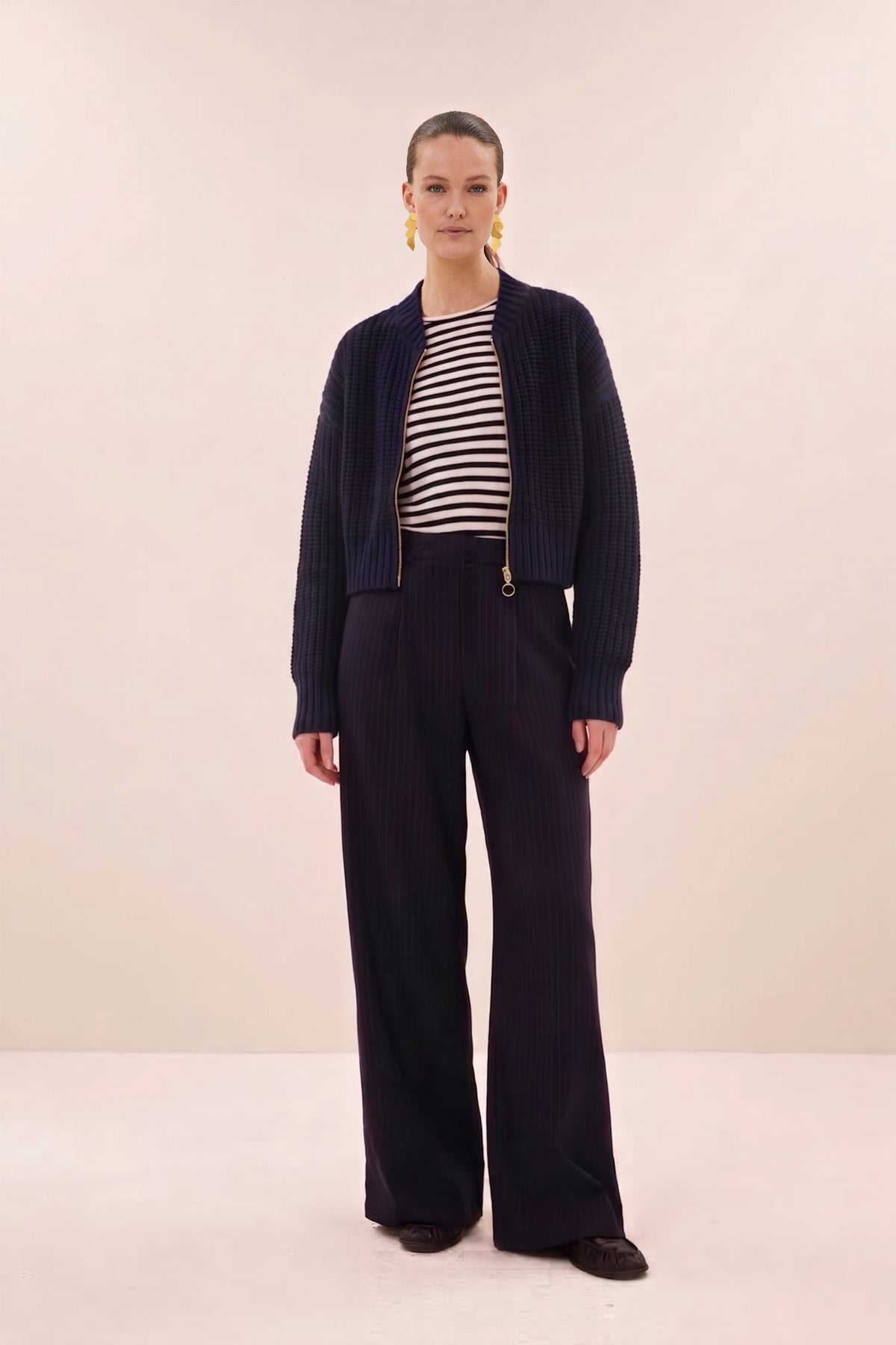 basic ls rib top | moon stripe
