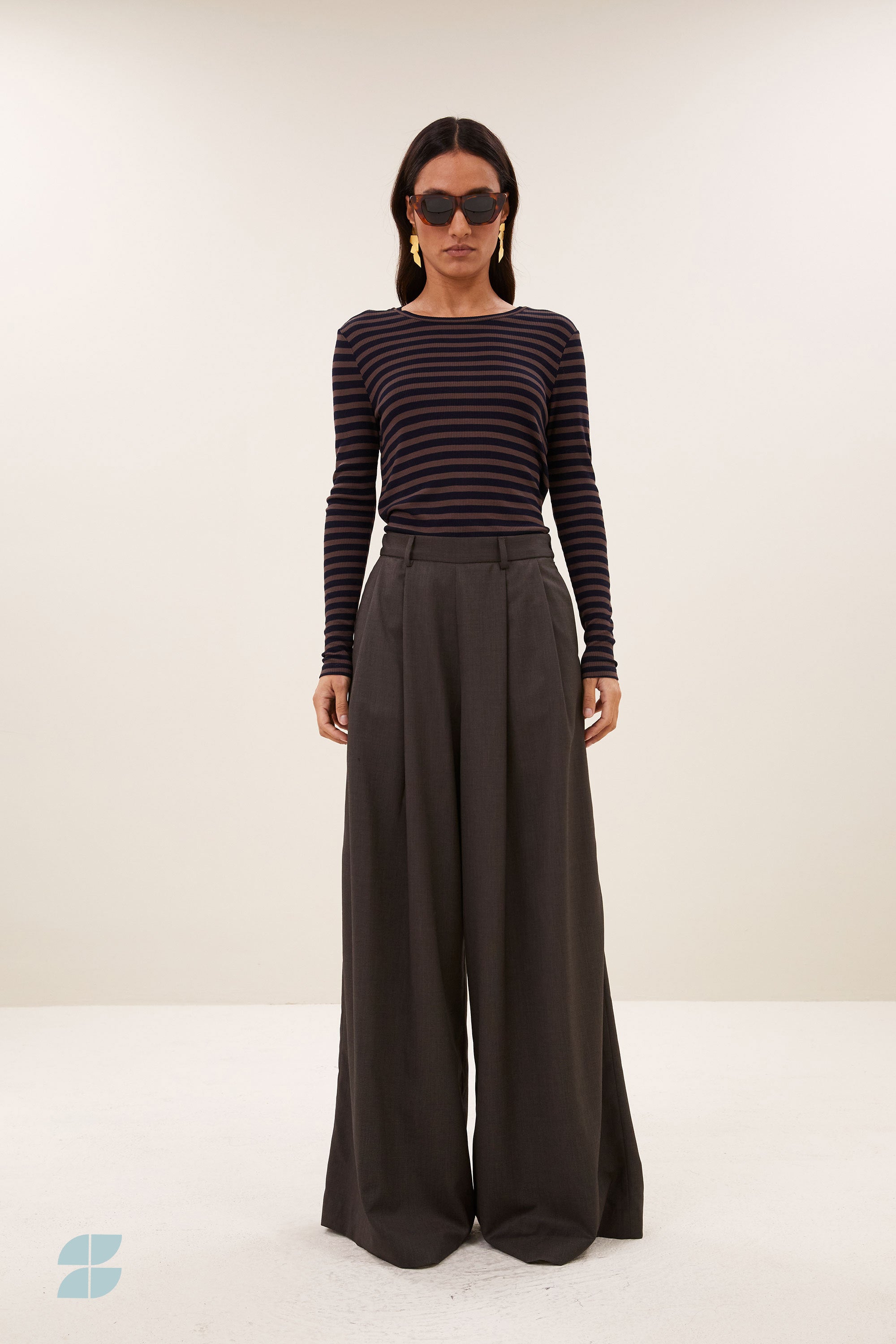 basic ls rib top | deep stripe
