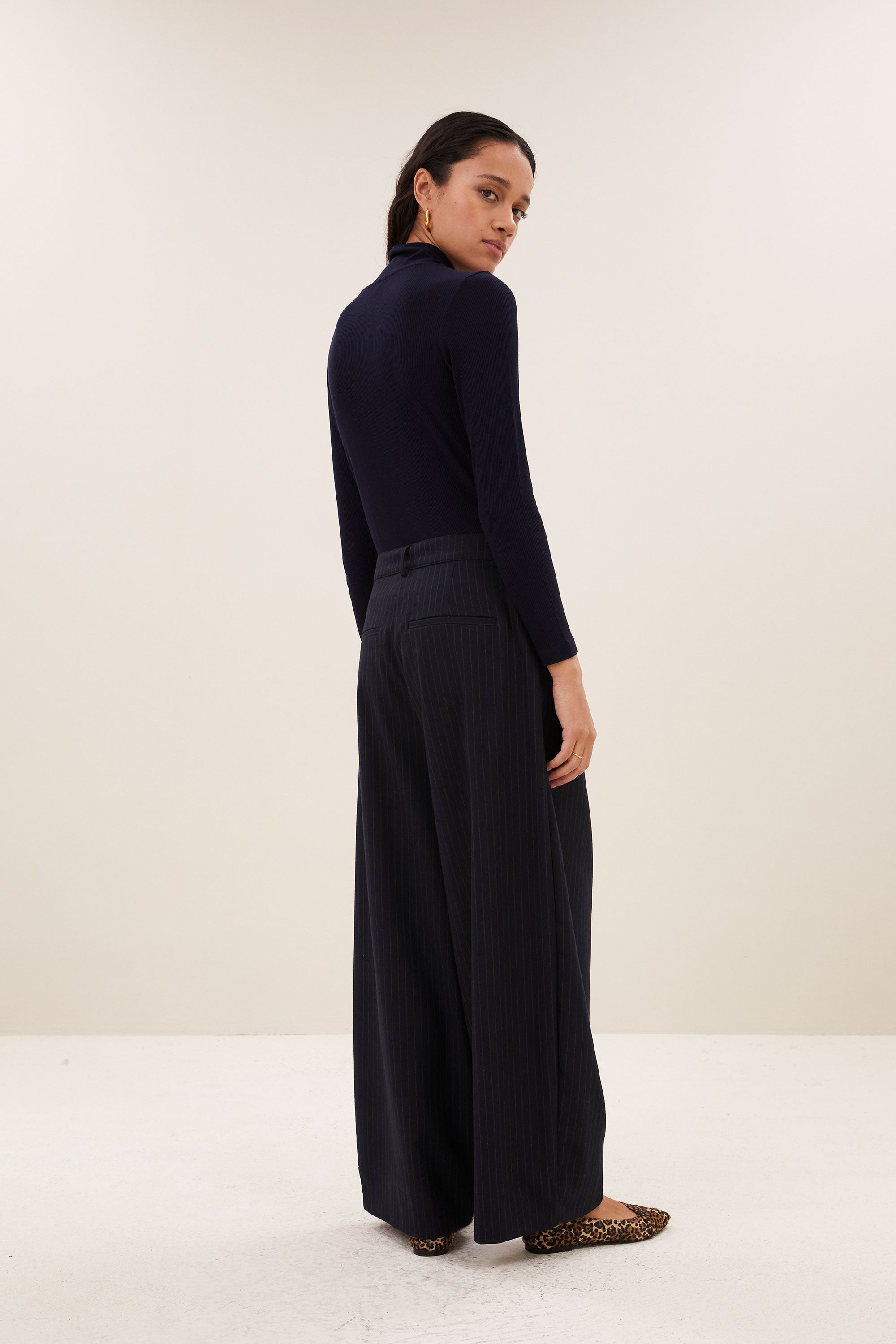 frida pinstripe pants | midnight