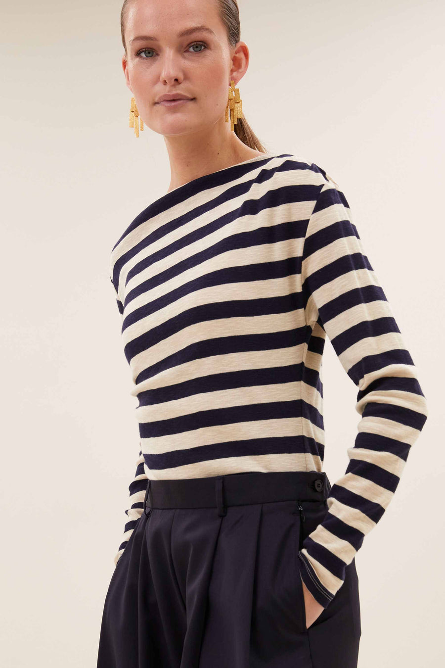 leya big stripe top | night sky