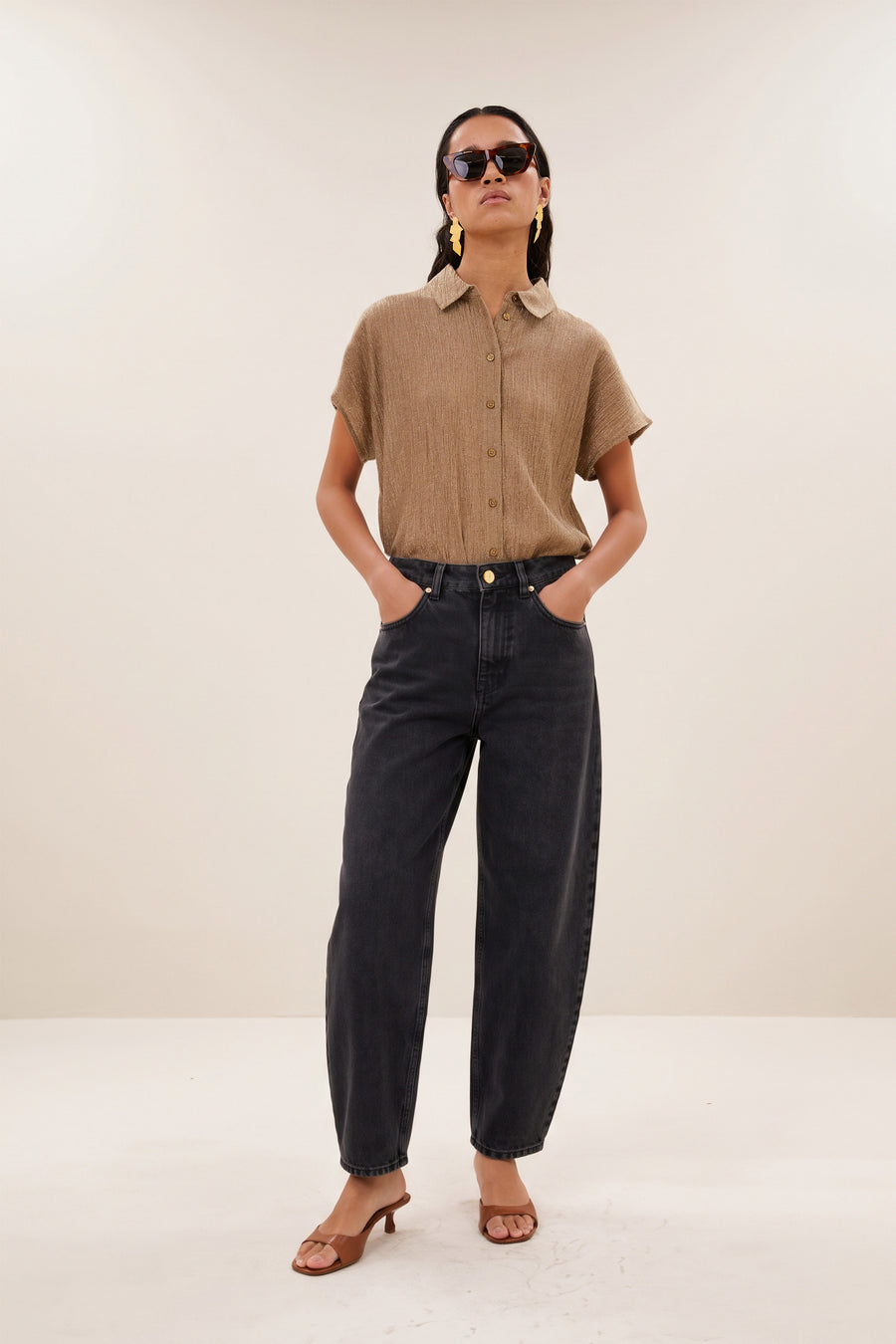 barley lurex blouse | gold