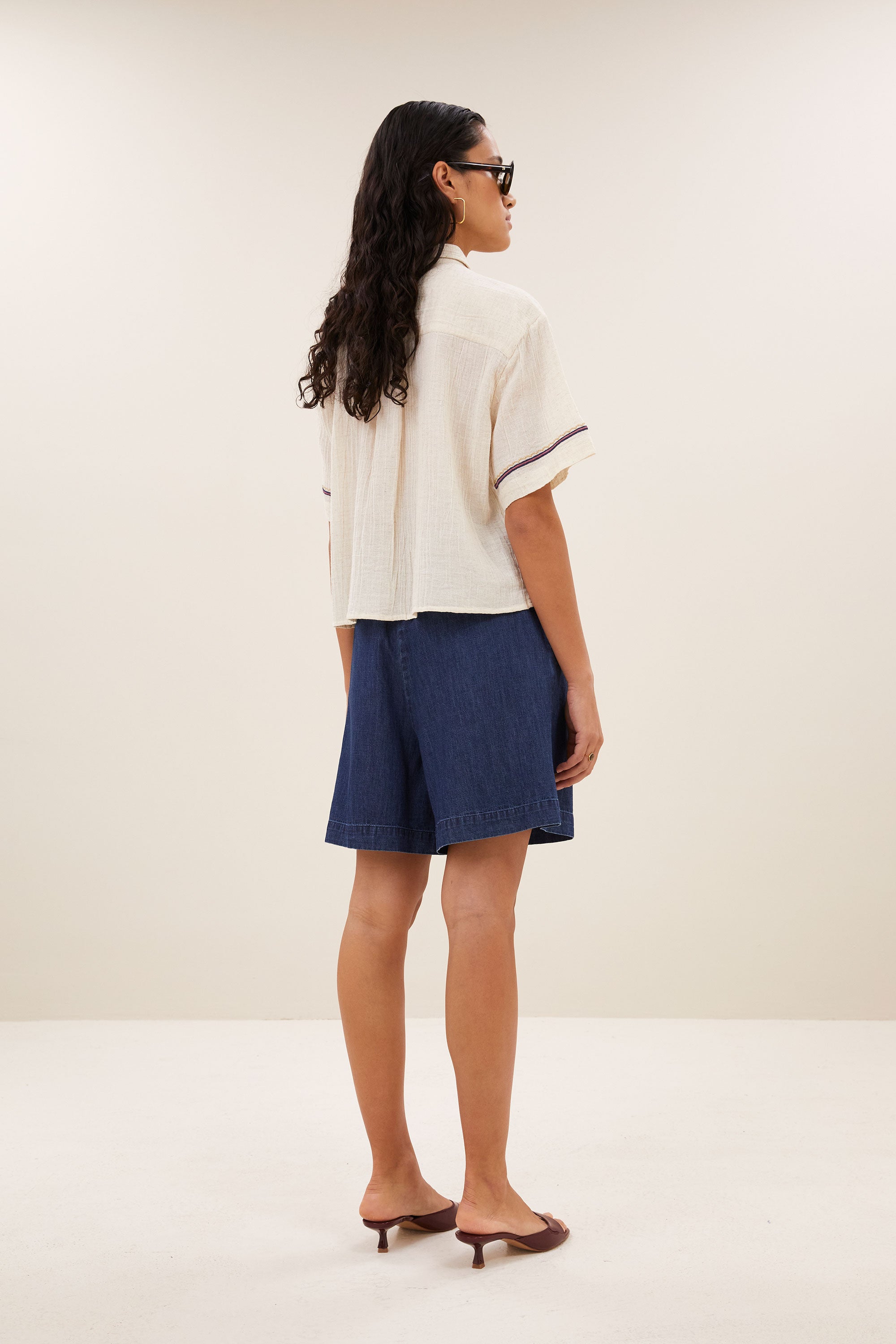 jela embroidery blouse | sand