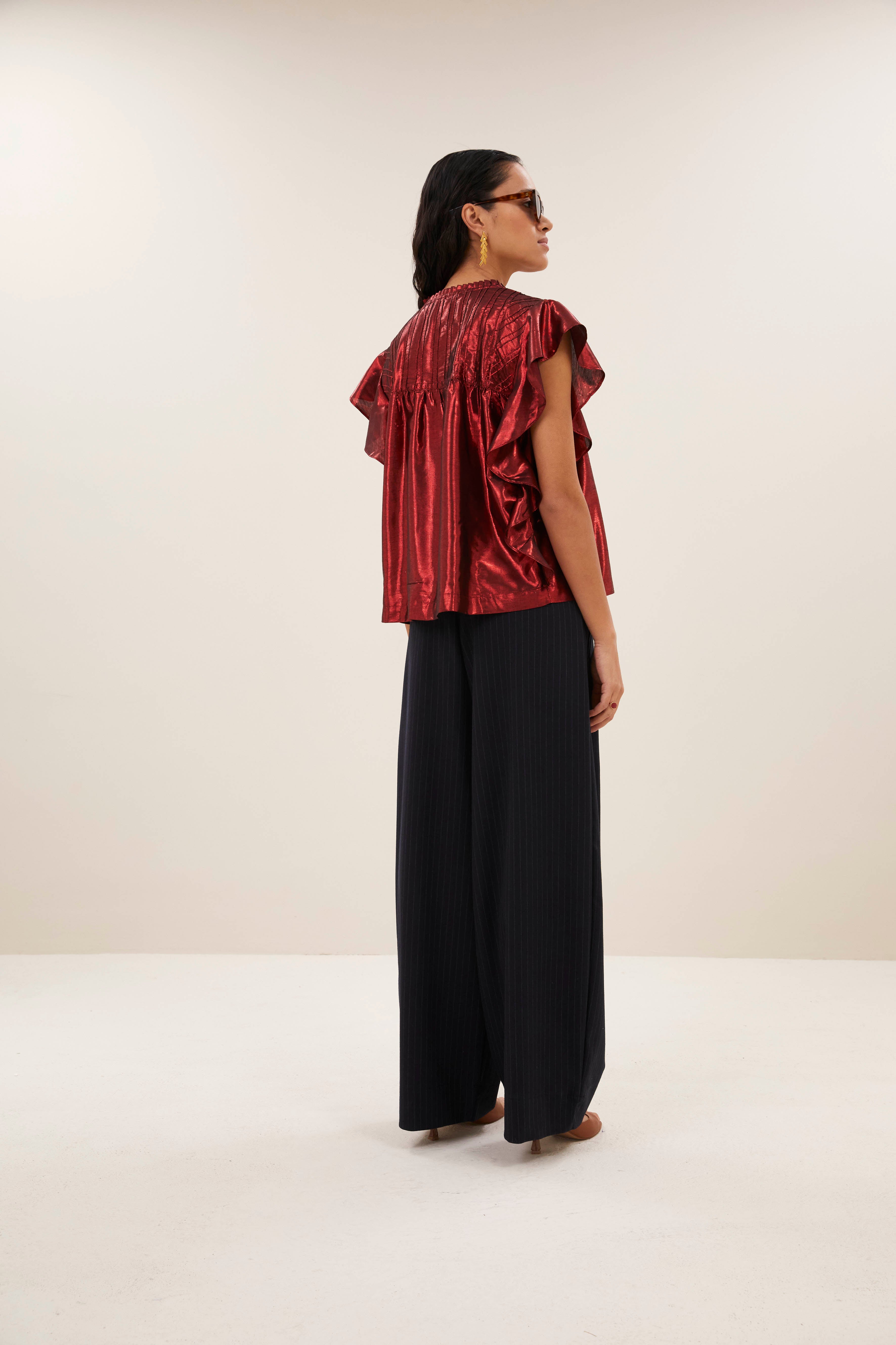blouse-danee metallic blouse red metallic-by-bar-sfeerbeeld