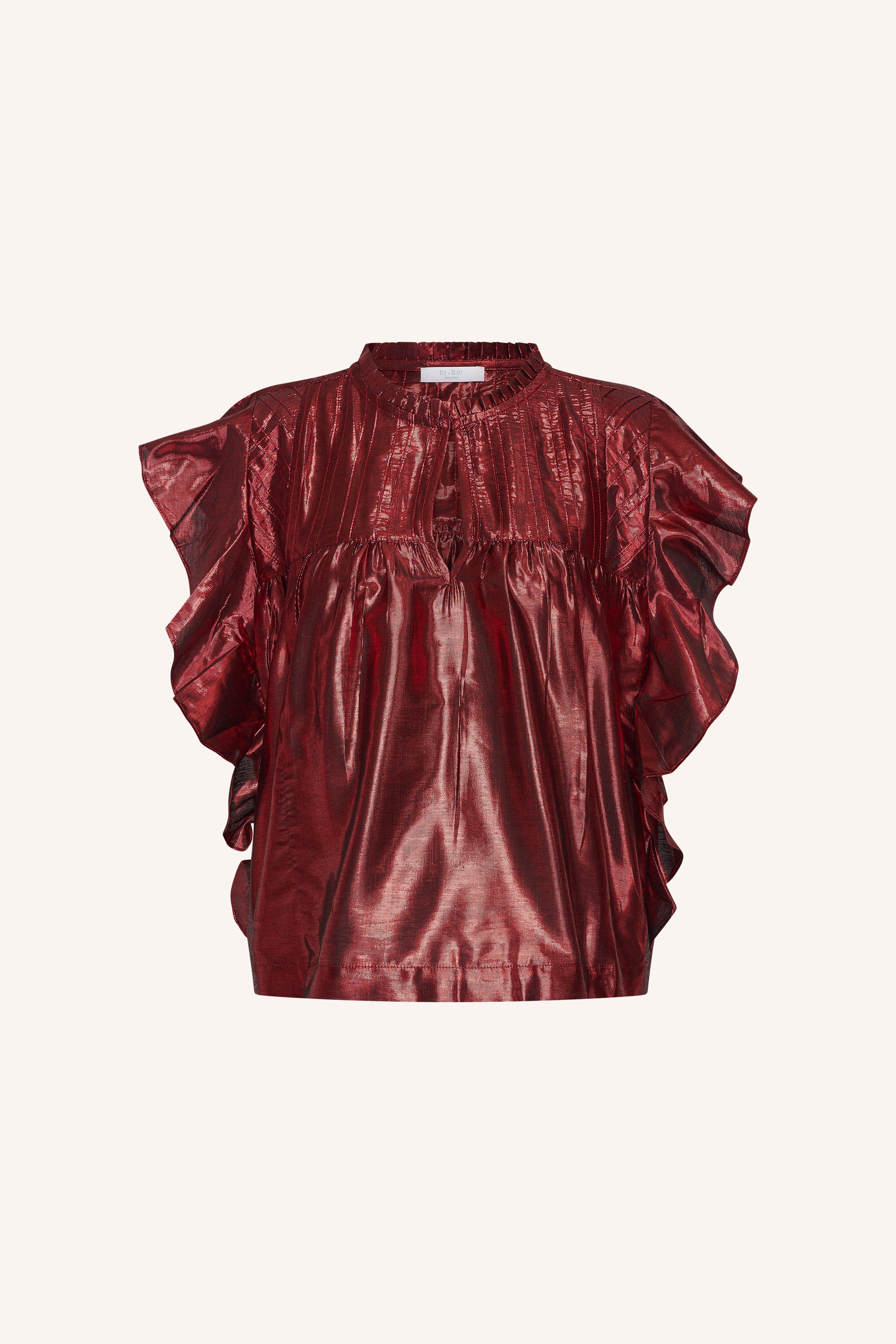 blouse-danee metallic blouse red metallic-by-bar-vooraanzicht