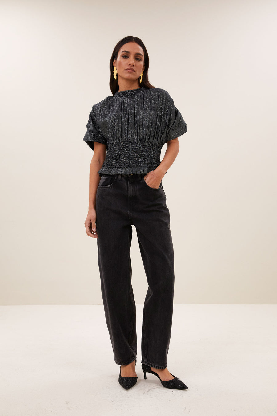 mela lurex blouse | silver