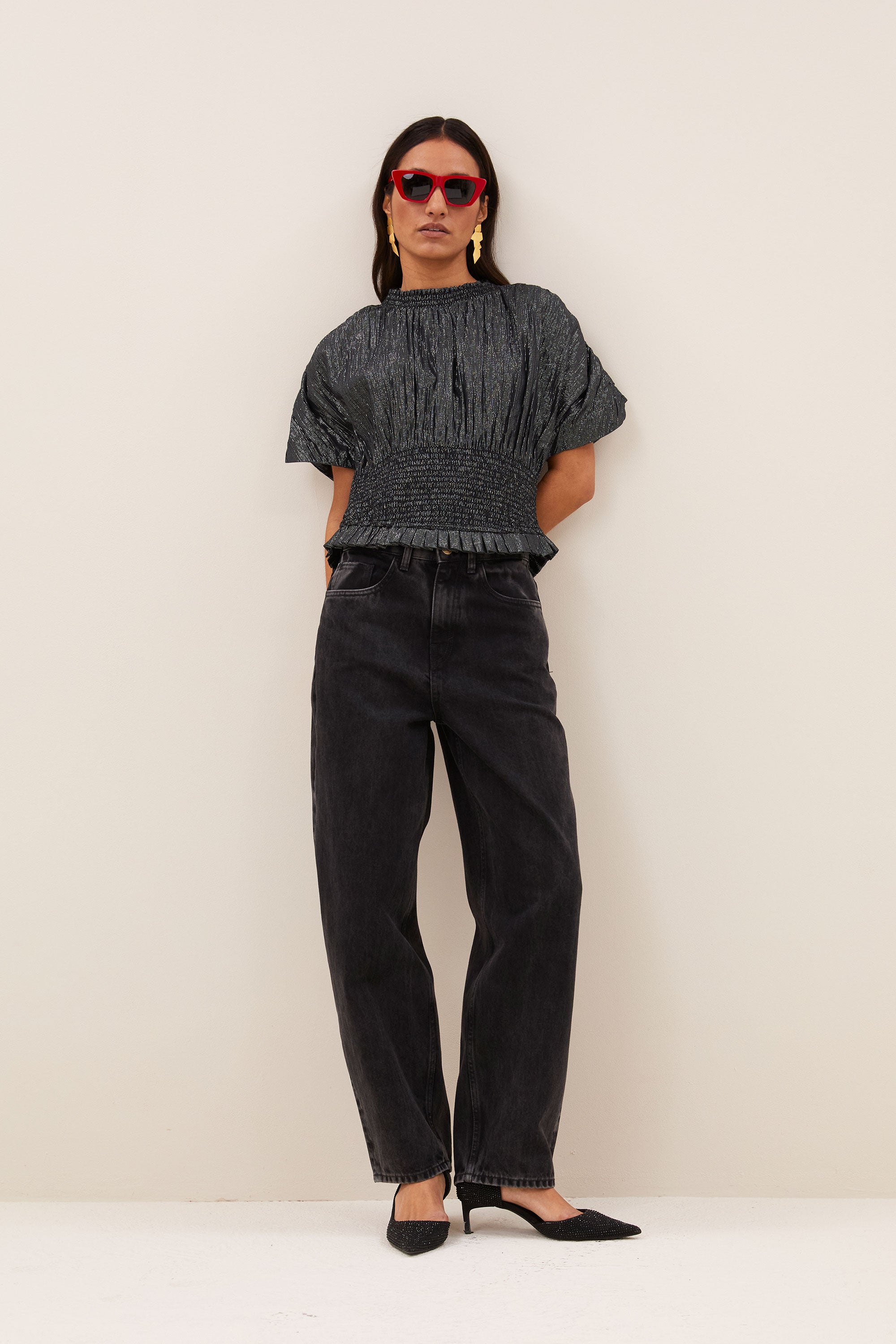 mela lurex blouse | silver