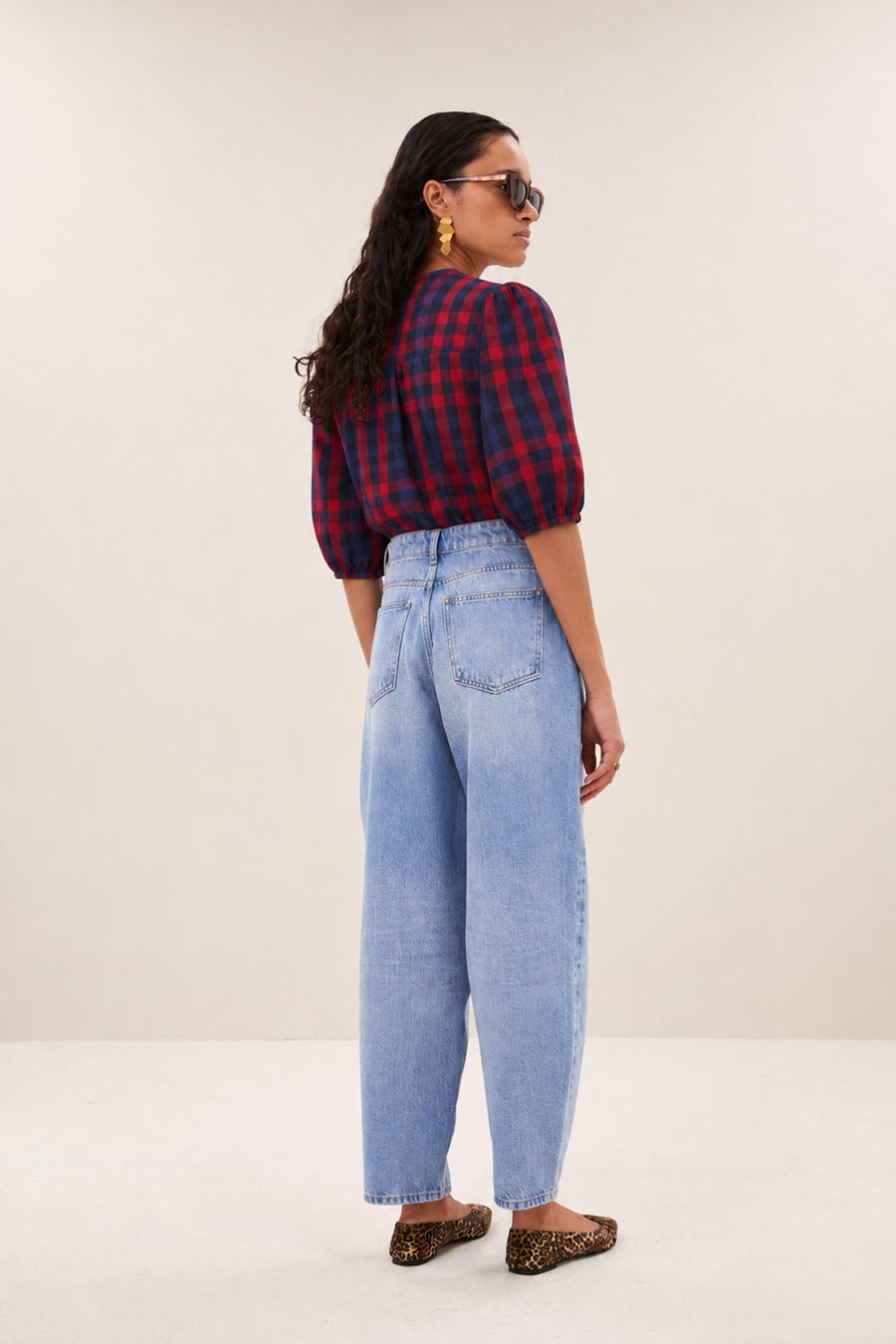 kaya red check blouse | royal red check
