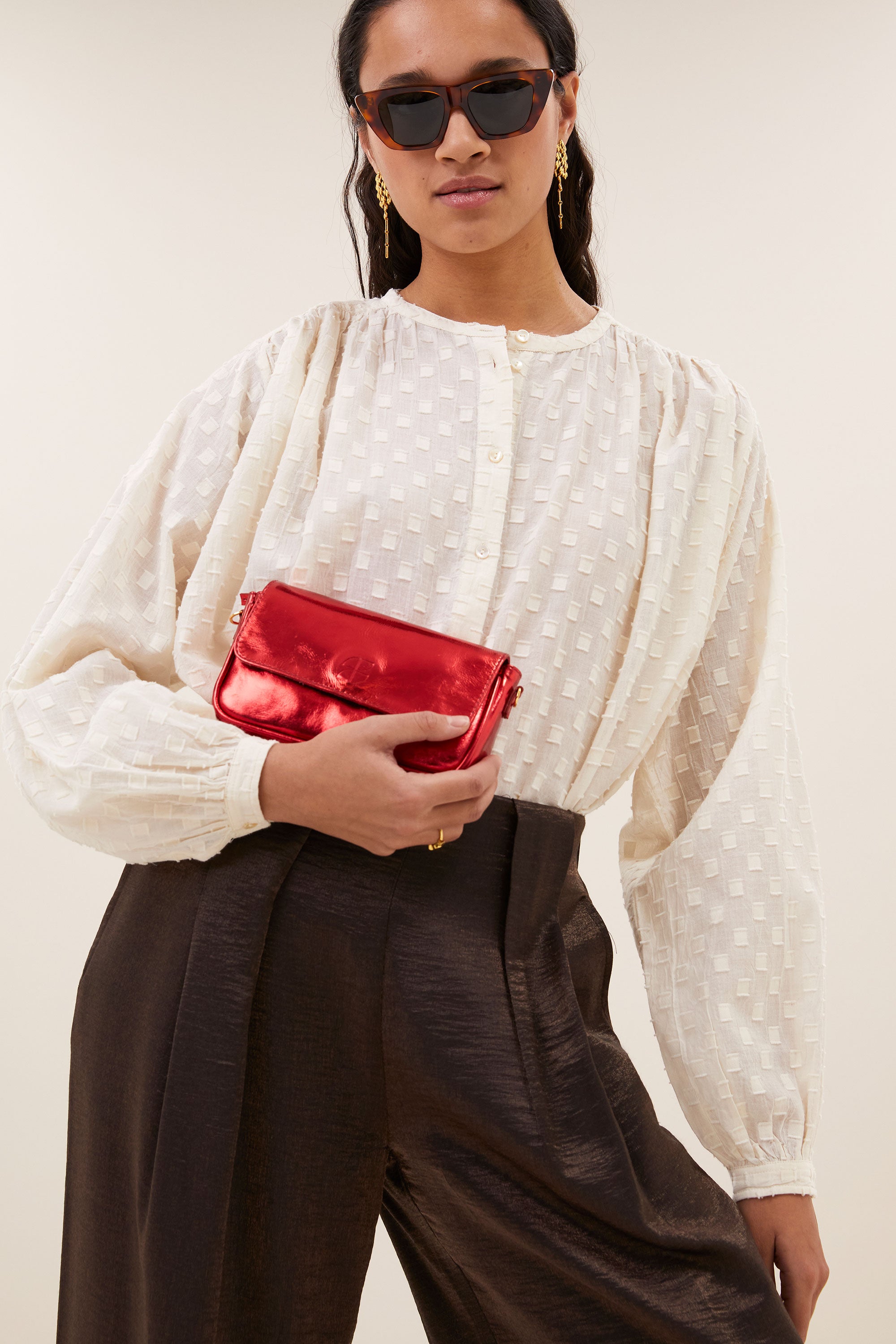 nyka weave blouse | off white weave