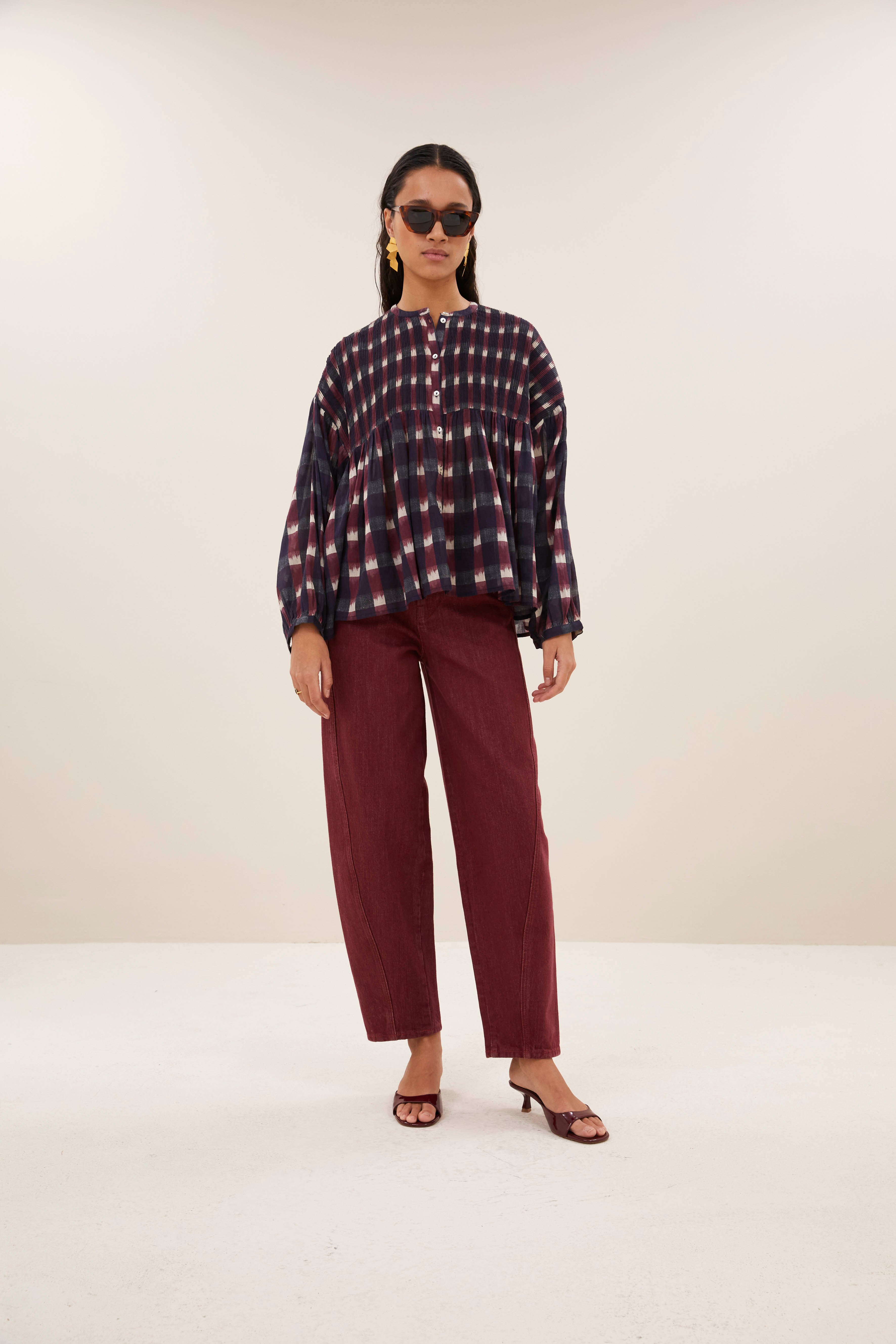 blouse-mine ikat blouse wine ikat print-by-bar-