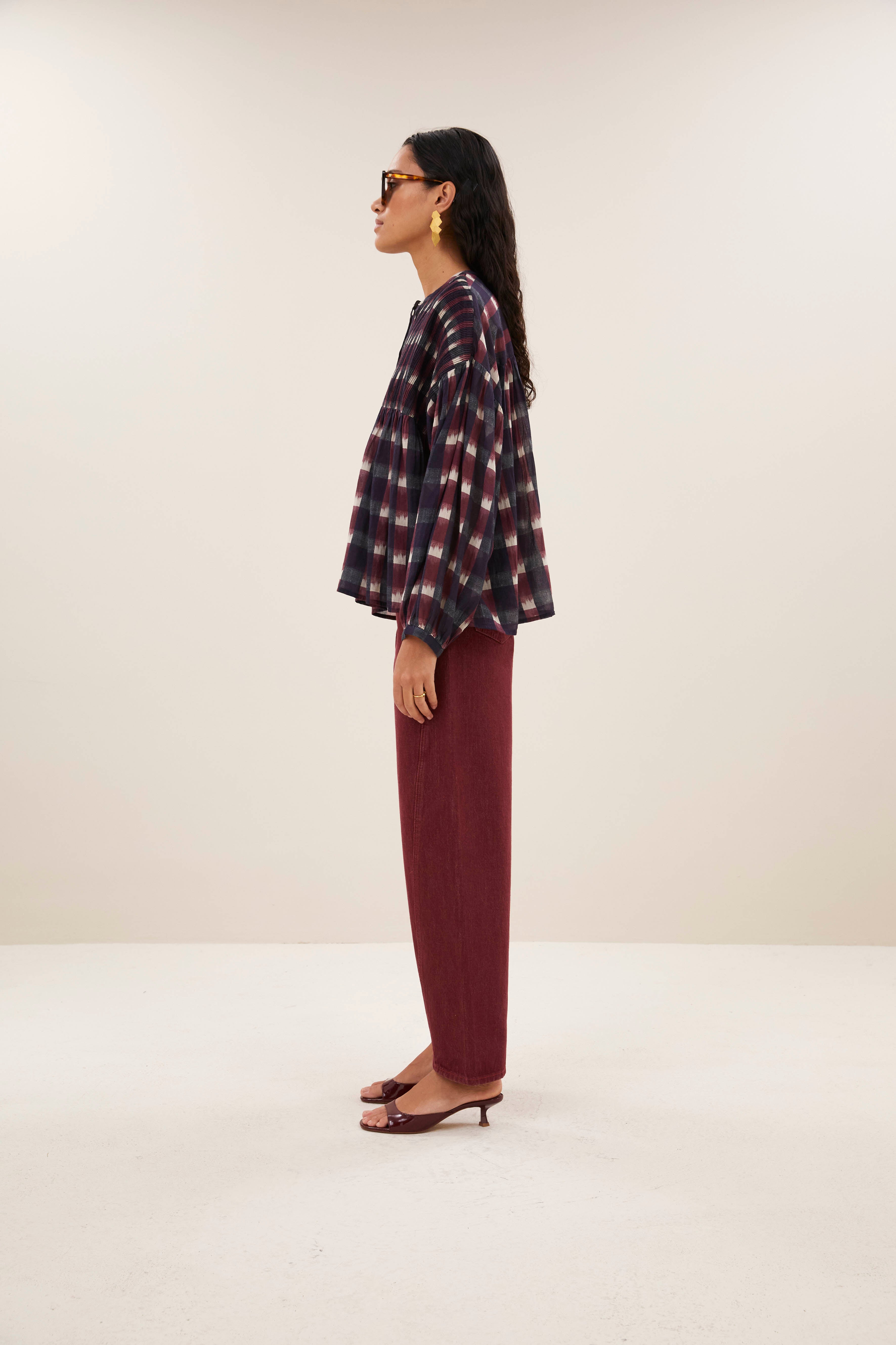 blouse-mine ikat blouse wine ikat print-by-bar-aanvullende foto